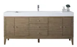 Linear 72" Single Vanity Whitewashed Walnut w/ Glossy White Composite Stone Top