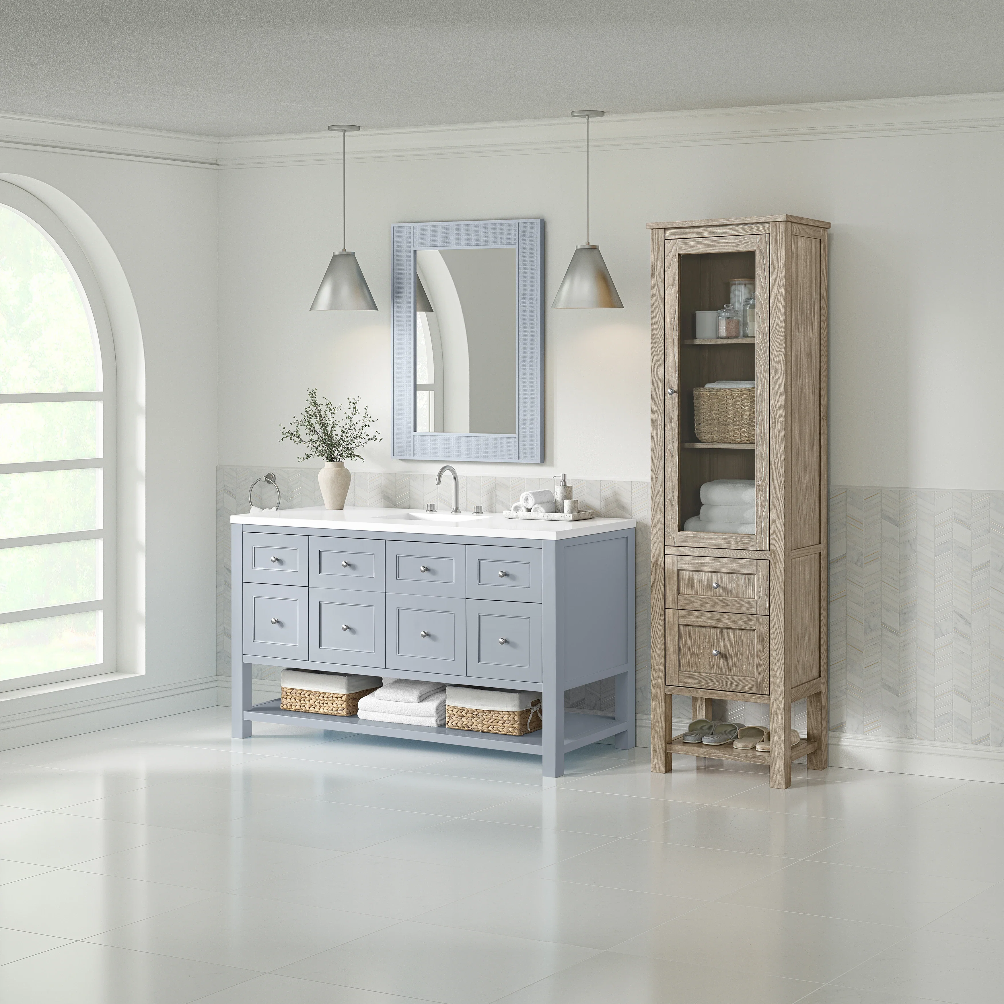 Breckenridge Linen Cabinet, Whitewashed Oak