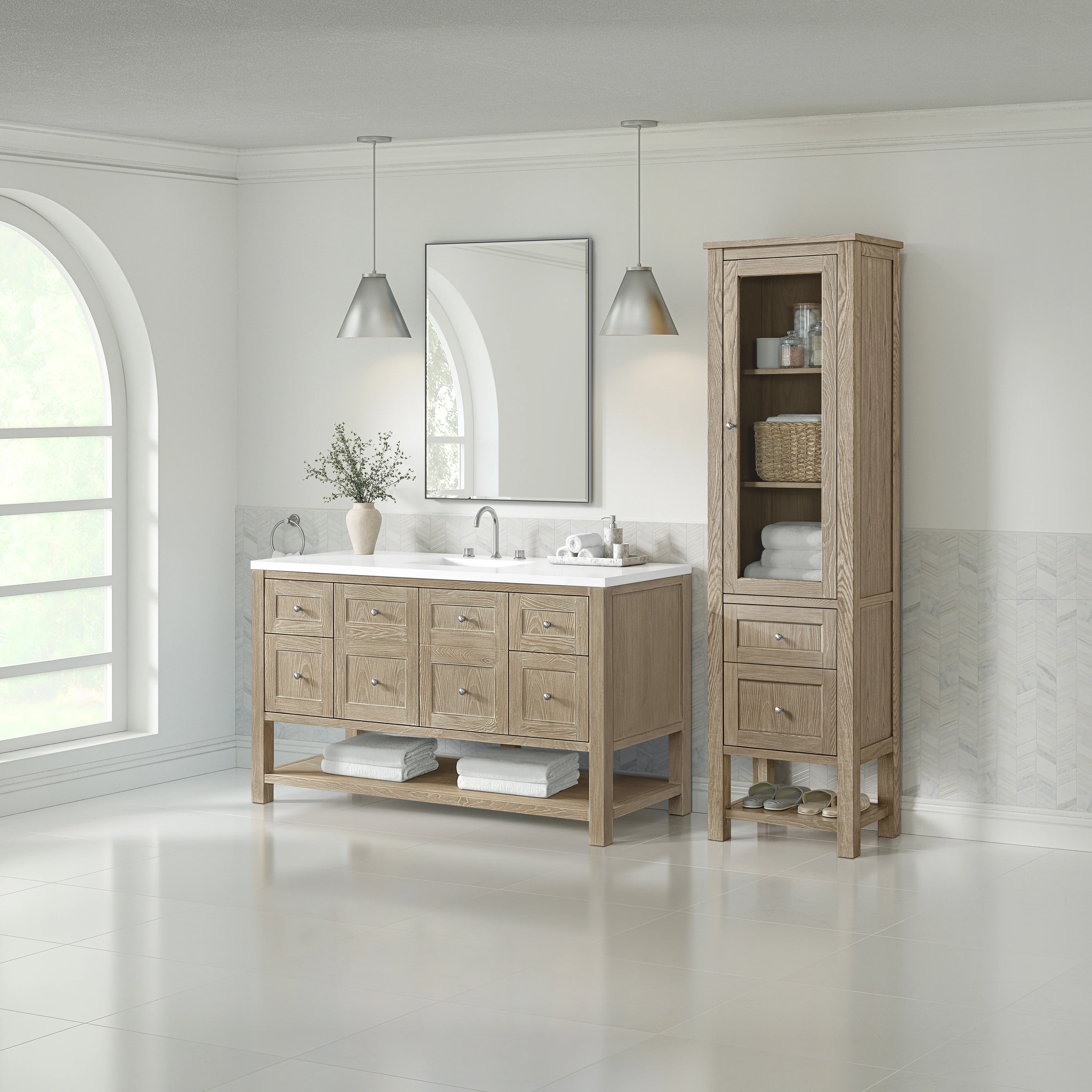 Breckenridge Linen Cabinet, Whitewashed Oak