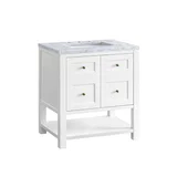 Breckenridge 30" Single Vanity, Bright White w/ 3 CM Carrara Marble Top