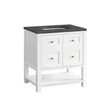 Breckenridge 30" Single Vanity, Bright White w/ 3 CM Charcoal Soapstone Top