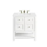 Breckenridge 30" Single Vanity, Bright White w/ 3 CM Ethereal Noctis Top