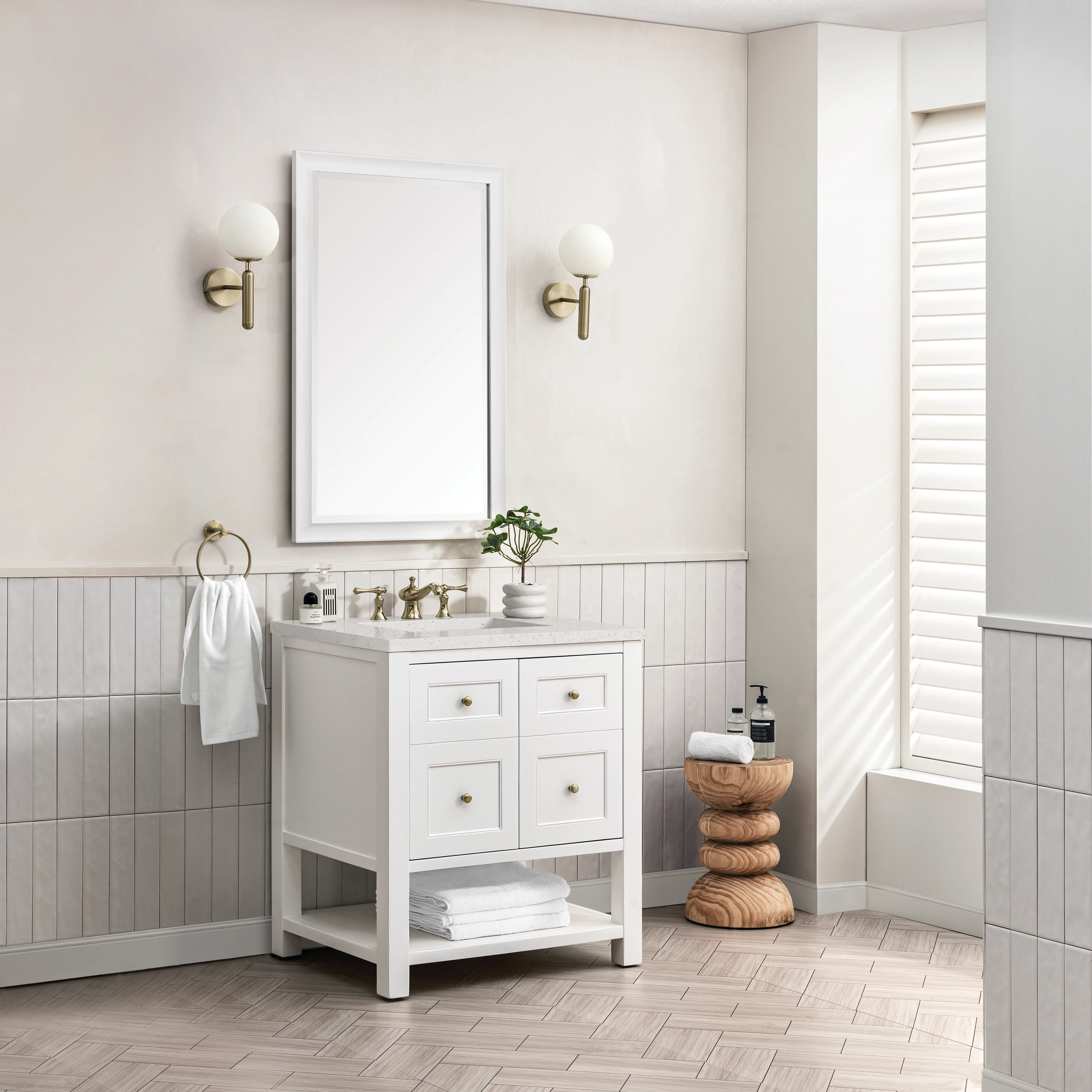 Breckenridge 30" Single Vanity, Bright White w/ 3 CM Lime Delight Top