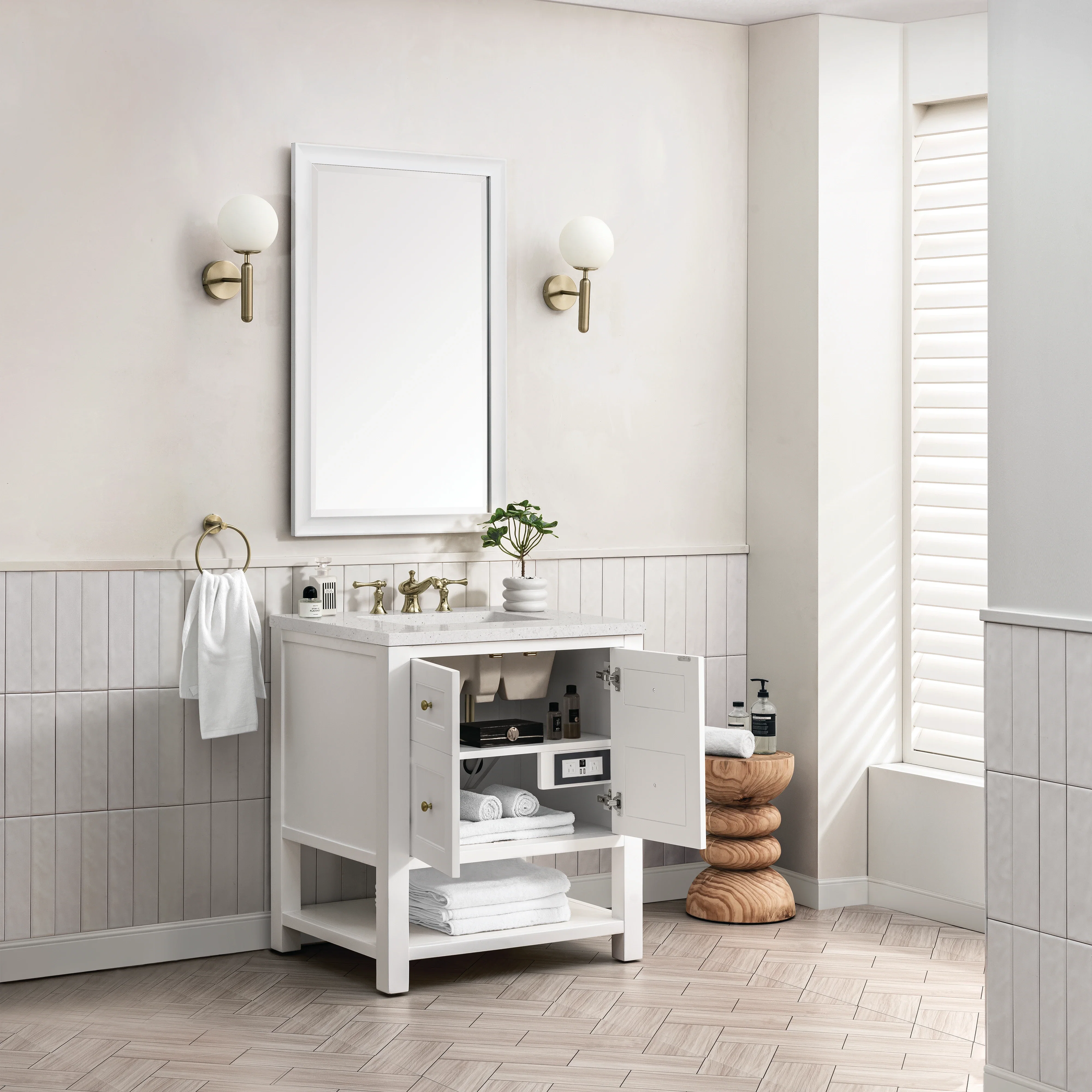 Breckenridge 30" Single Vanity, Bright White w/ 3 CM Lime Delight Top