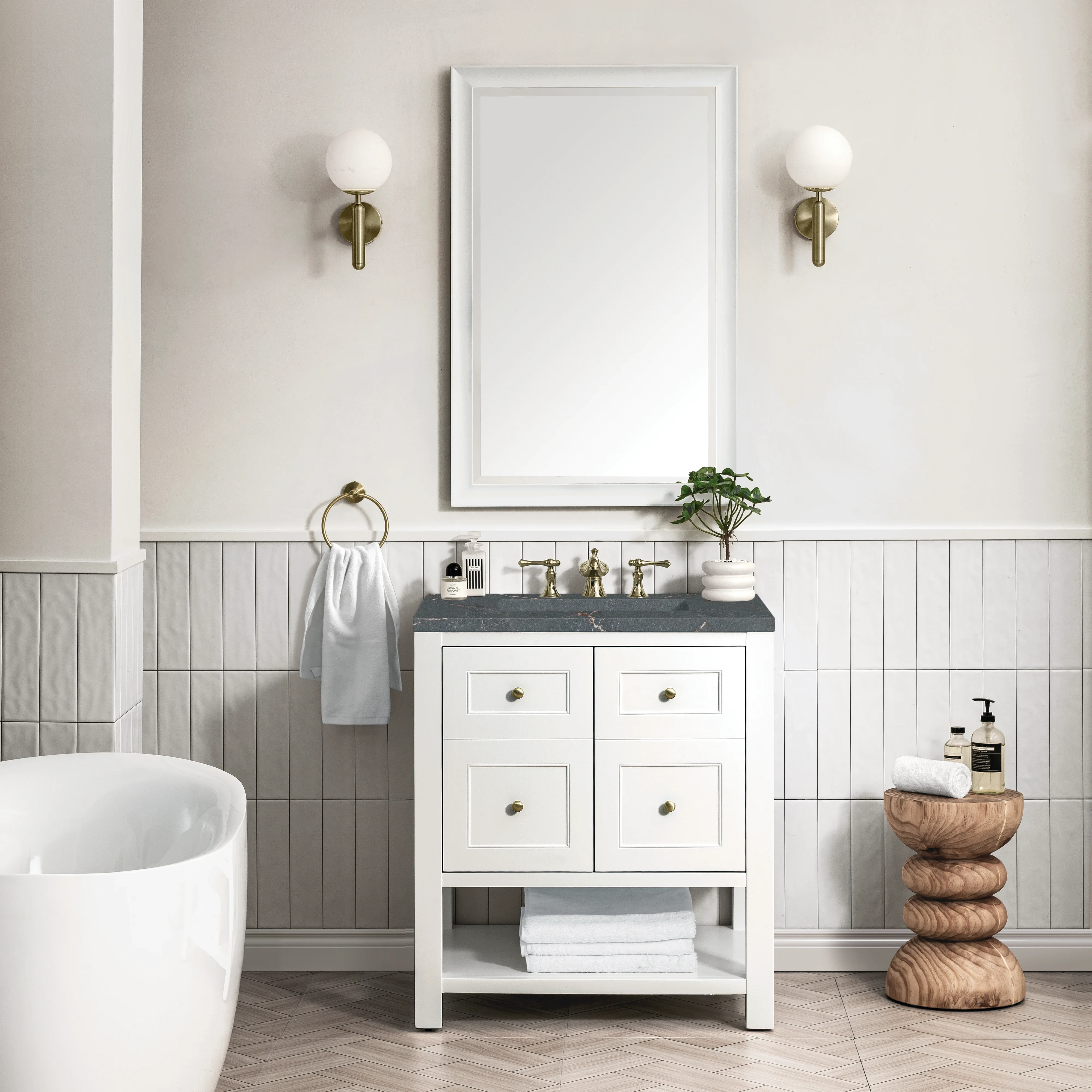 Breckenridge 30" Single Vanity, Bright White w/ 3 CM Parisien Bleu Top
