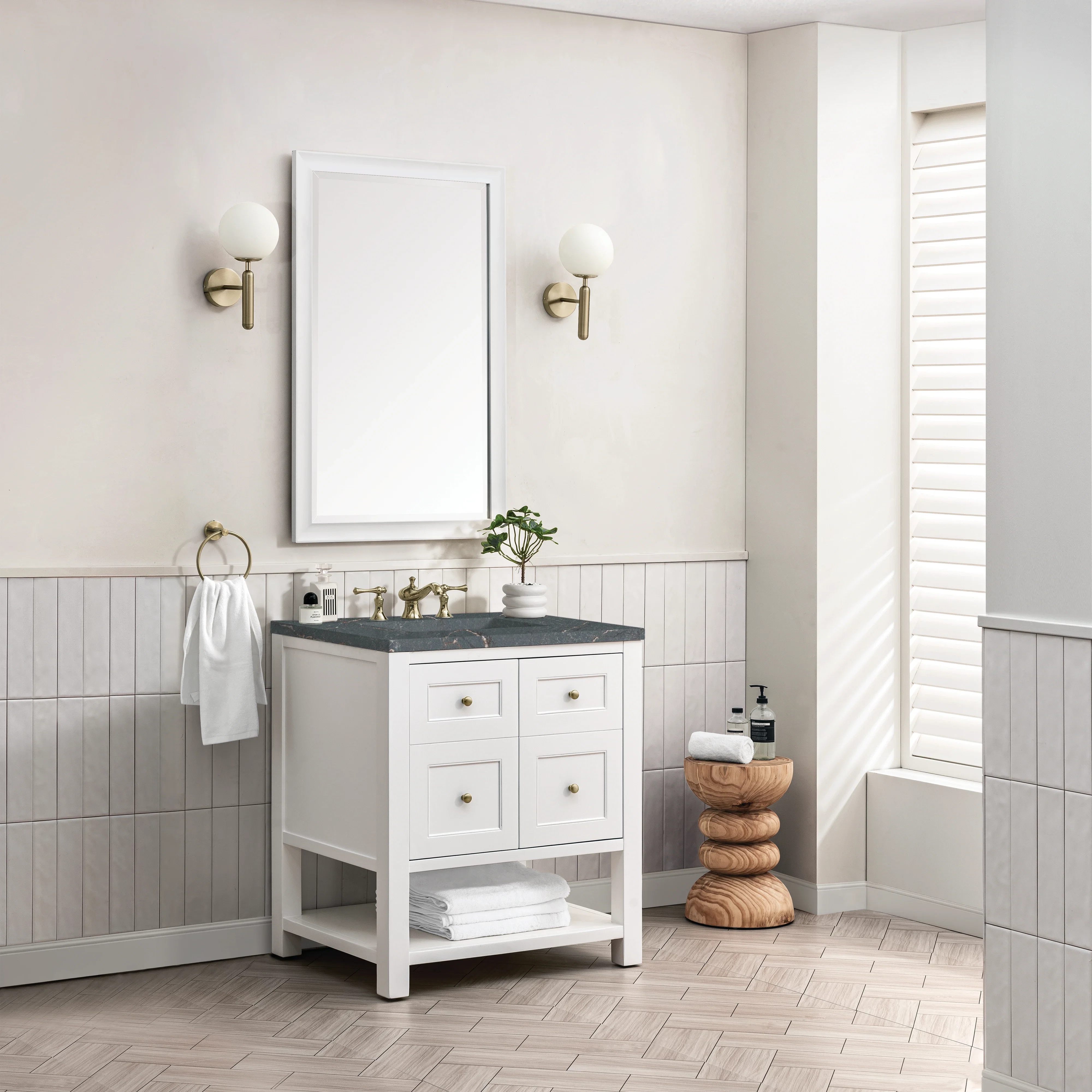Breckenridge 30" Single Vanity, Bright White w/ 3 CM Parisien Bleu Top