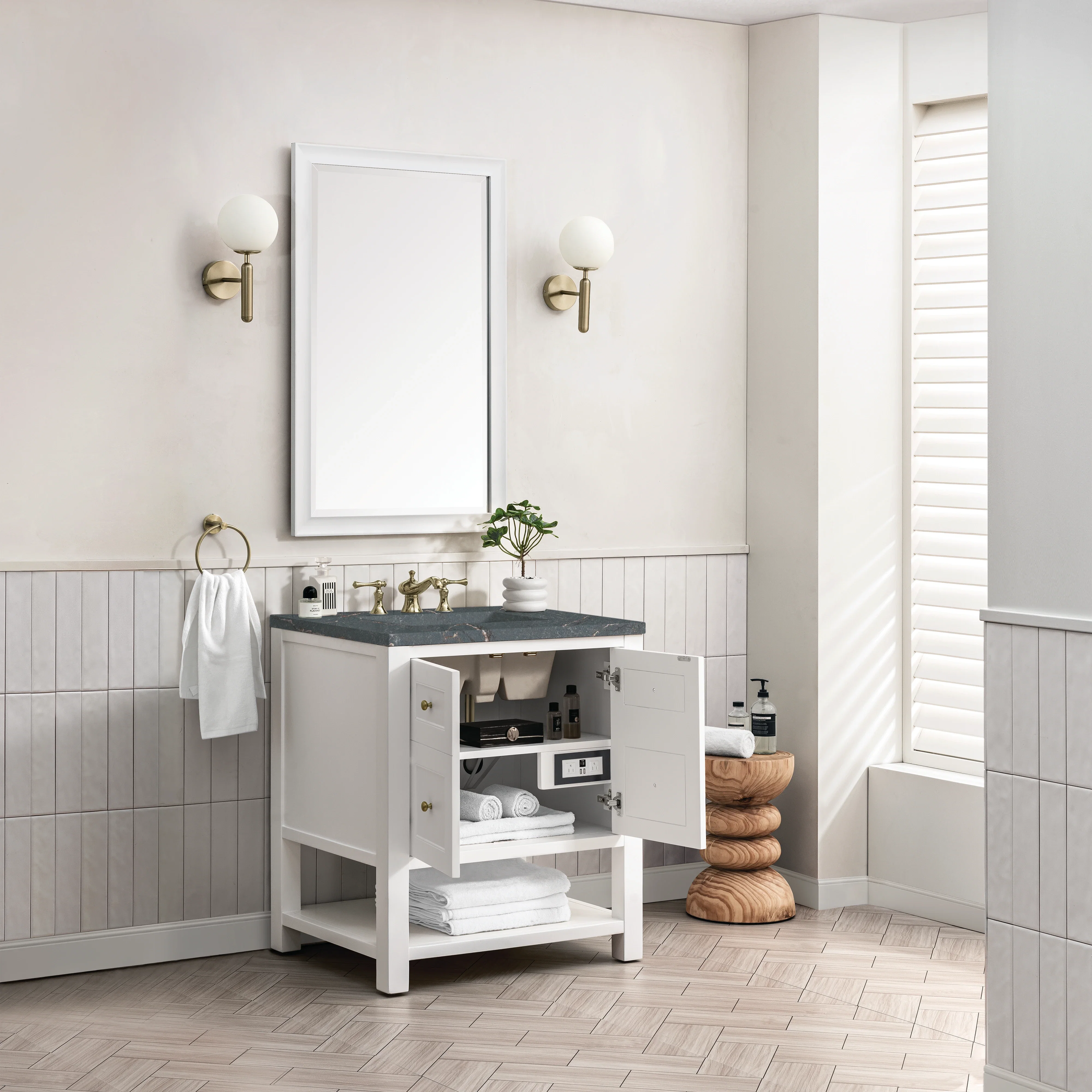 Breckenridge 30" Single Vanity, Bright White w/ 3 CM Parisien Bleu Top