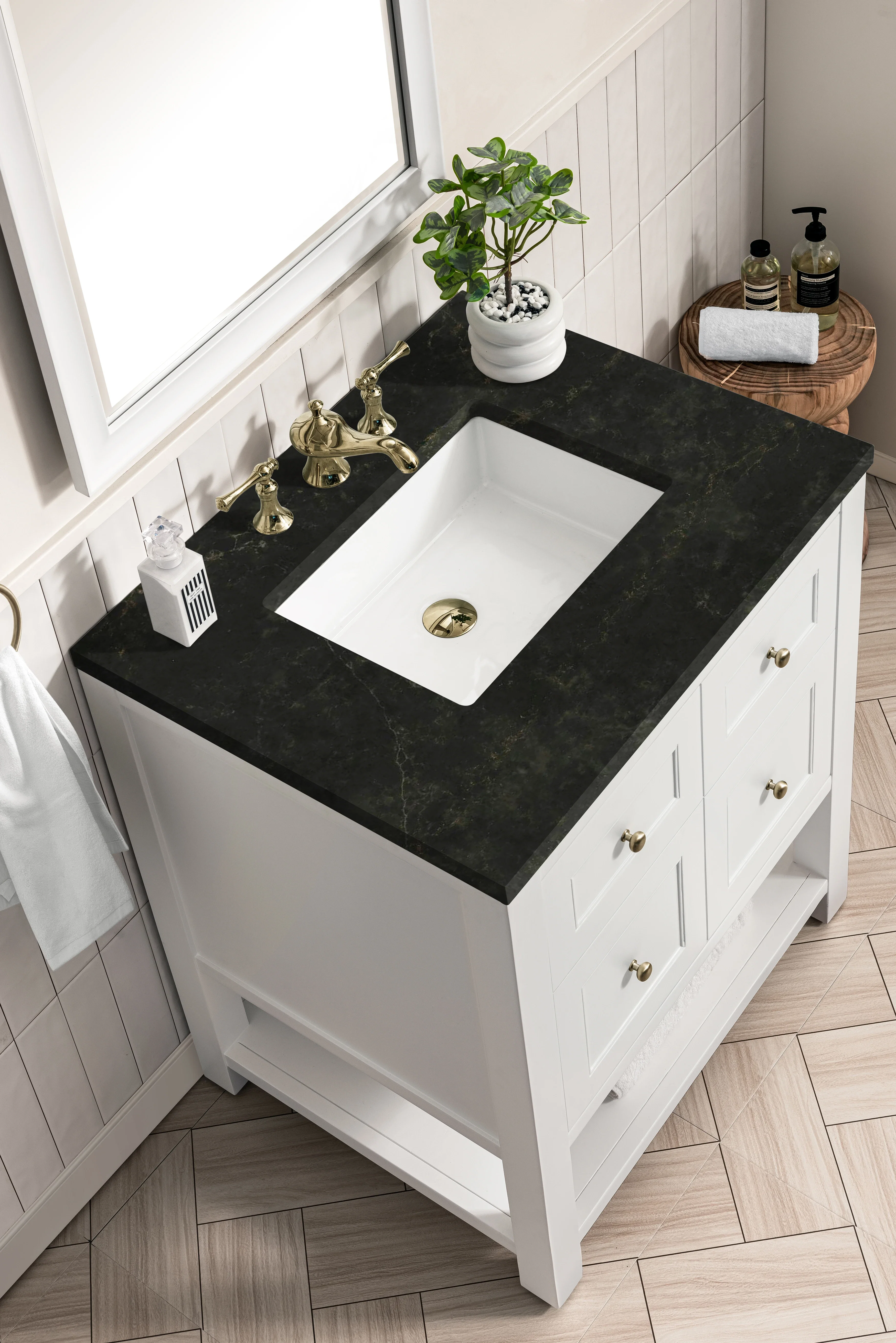 Breckenridge 30" Single Vanity, Bright White, w/ 3 CM Phantome Eclos Top