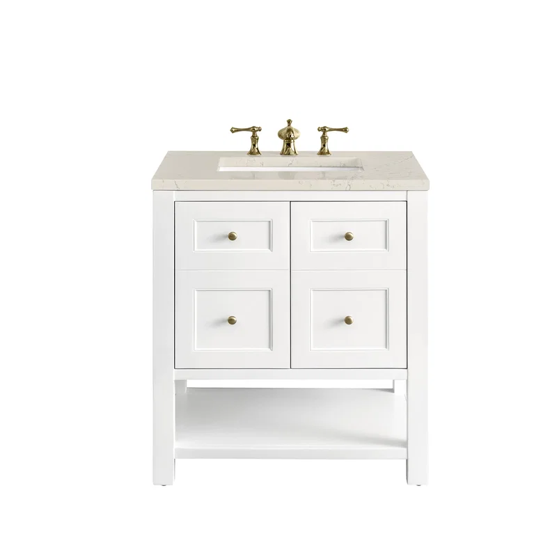 Breckenridge 30" Single Vanity, Bright White, w/ 3 CM Siberian Silestone Top