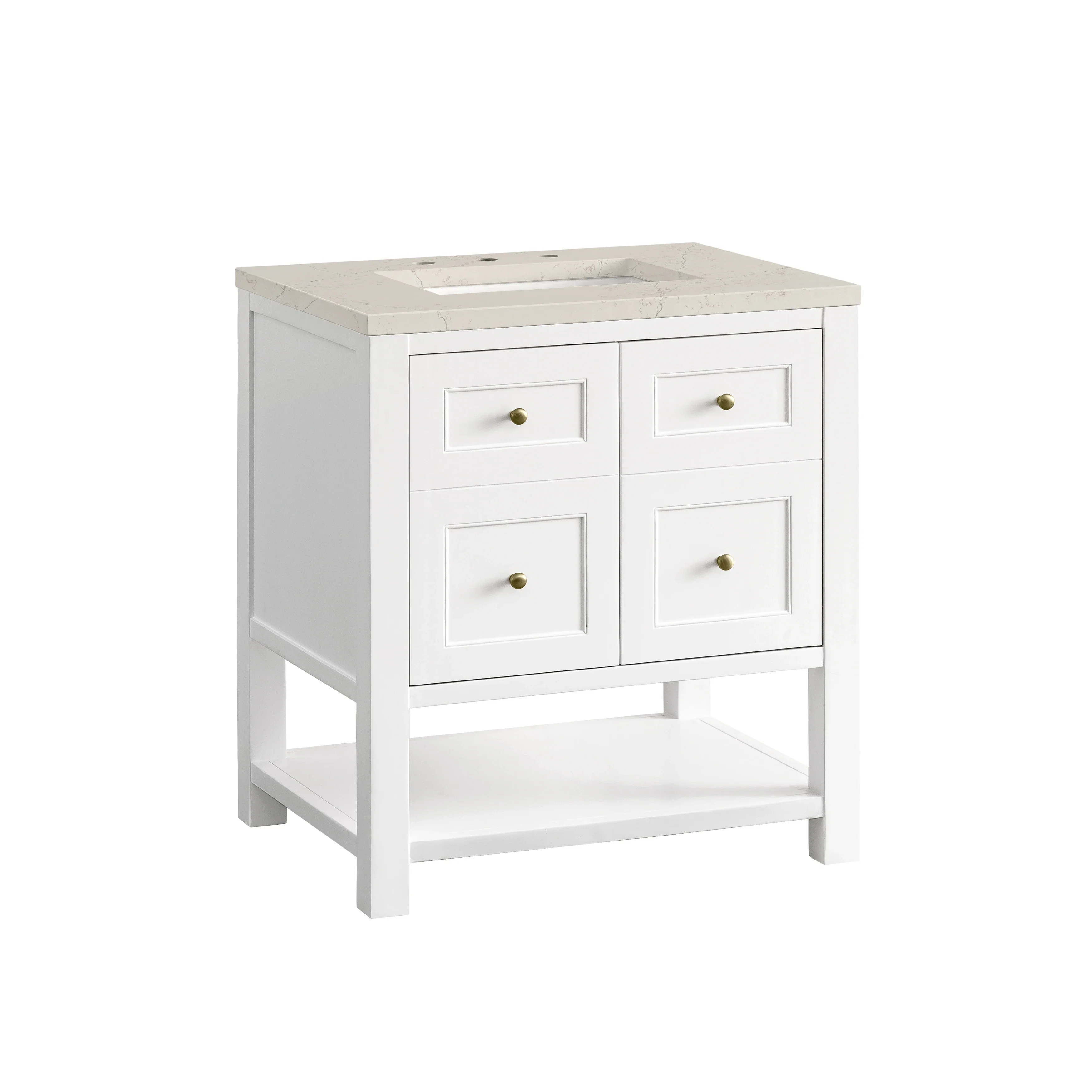 Breckenridge 30" Single Vanity, Bright White, w/ 3 CM Siberian Silestone Top