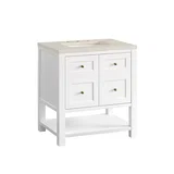 Breckenridge 30" Single Vanity, Bright White, w/ 3 CM Siberian Silestone Top