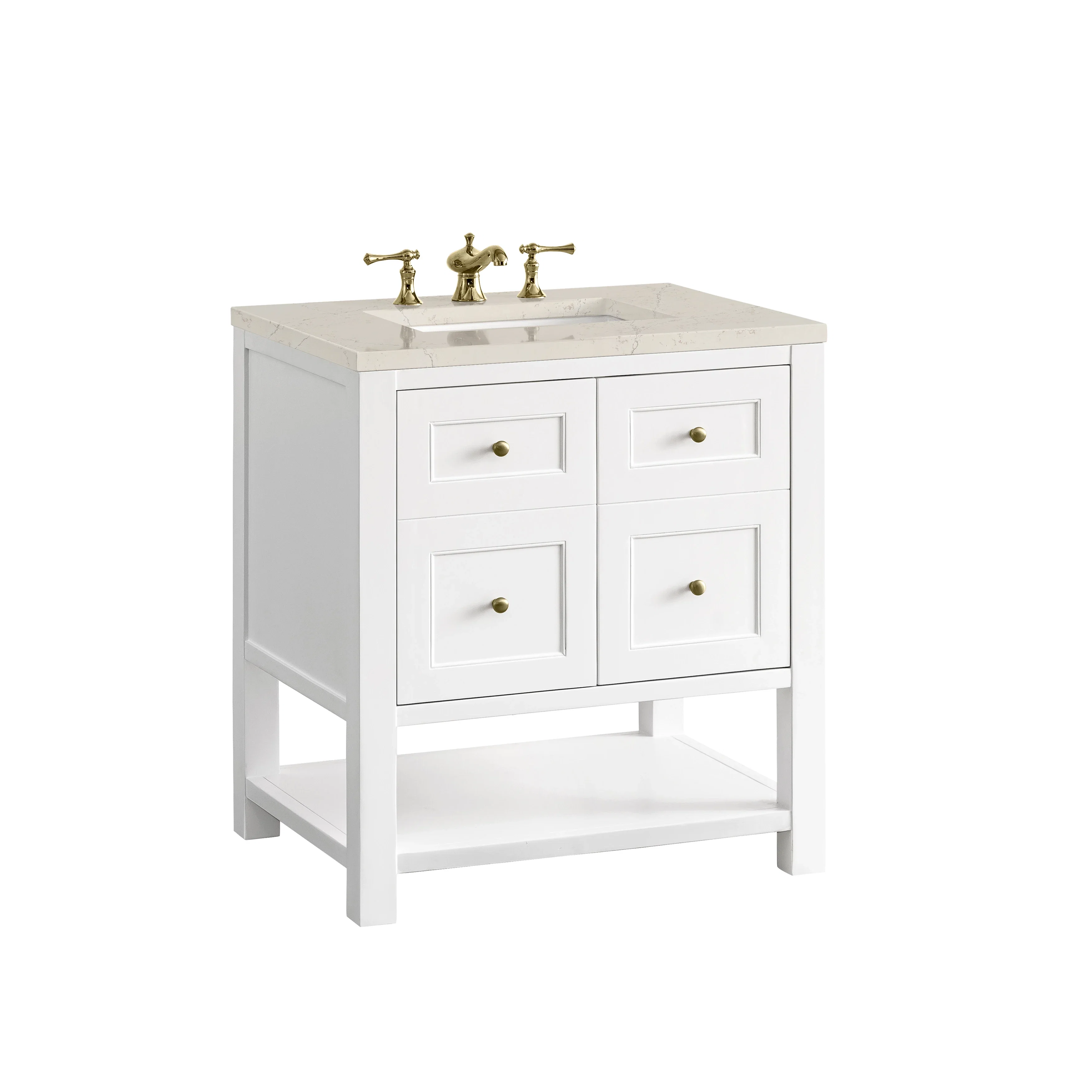 Breckenridge 30" Single Vanity, Bright White, w/ 3 CM Siberian Silestone Top
