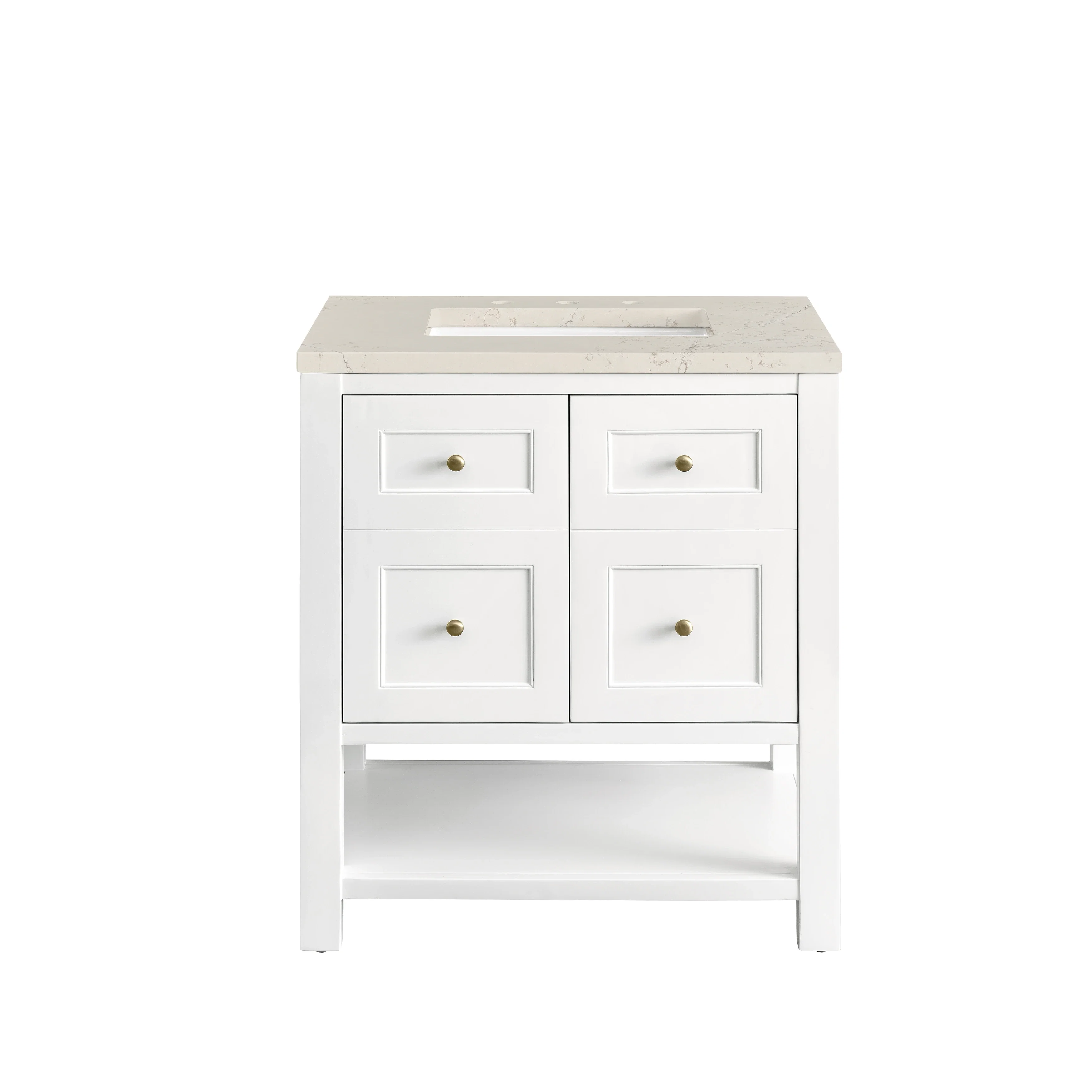 Breckenridge 30" Single Vanity, Bright White, w/ 3 CM Siberian Silestone Top