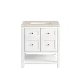 Breckenridge 30" Single Vanity, Bright White, w/ 3 CM Siberian Silestone Top