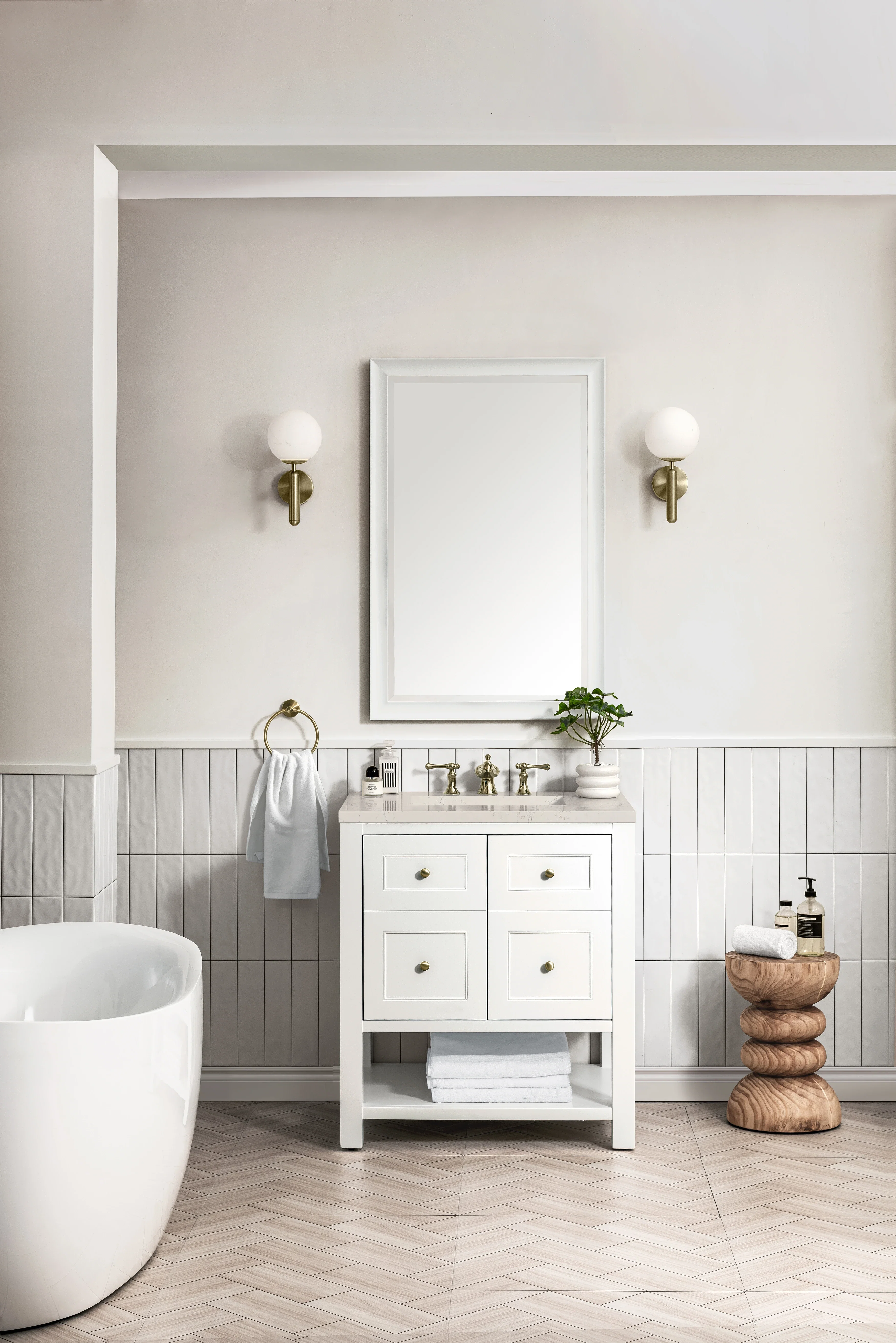 Breckenridge 30" Single Vanity, Bright White, w/ 3 CM Siberian Silestone Top