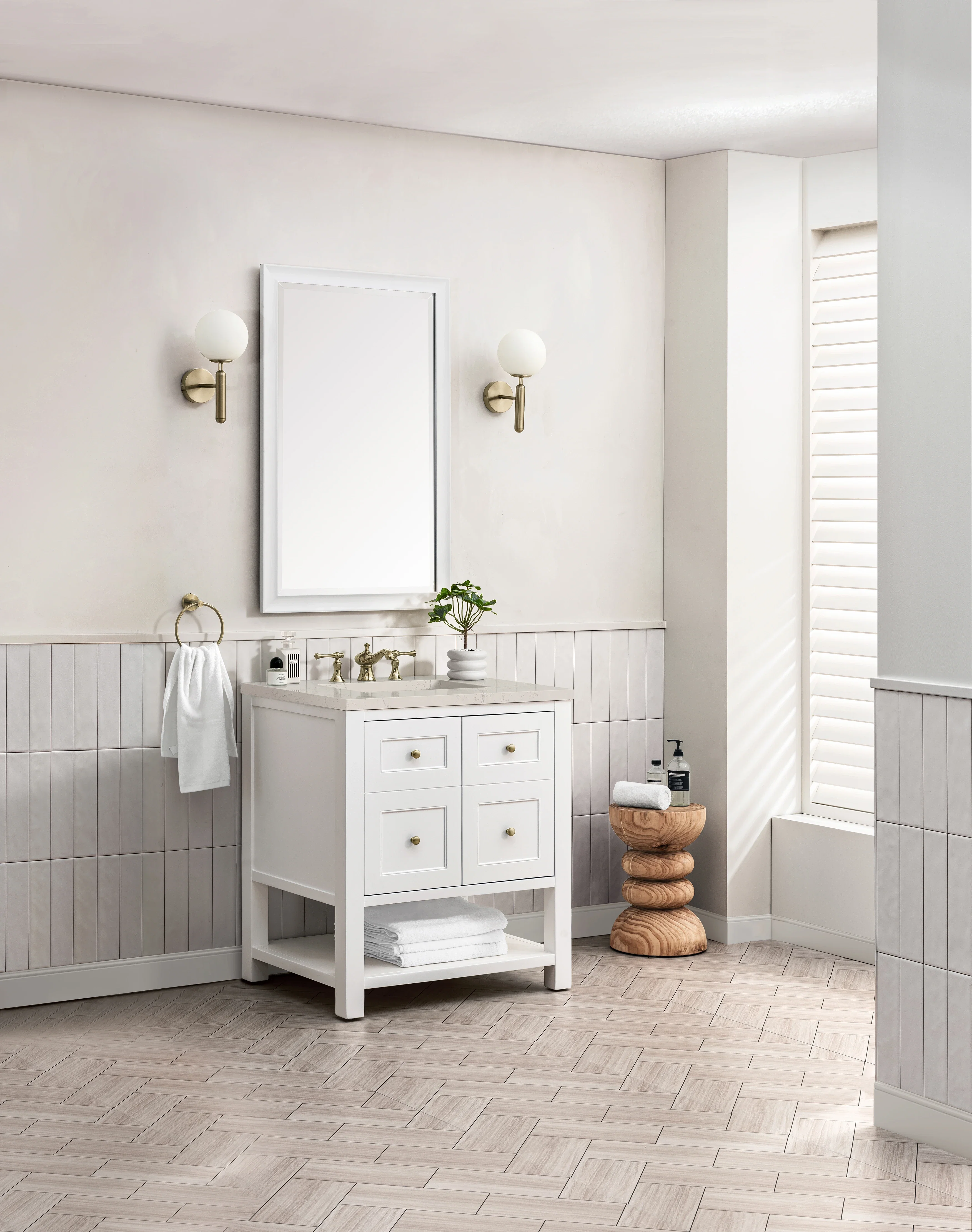 Breckenridge 30" Single Vanity, Bright White, w/ 3 CM Siberian Silestone Top