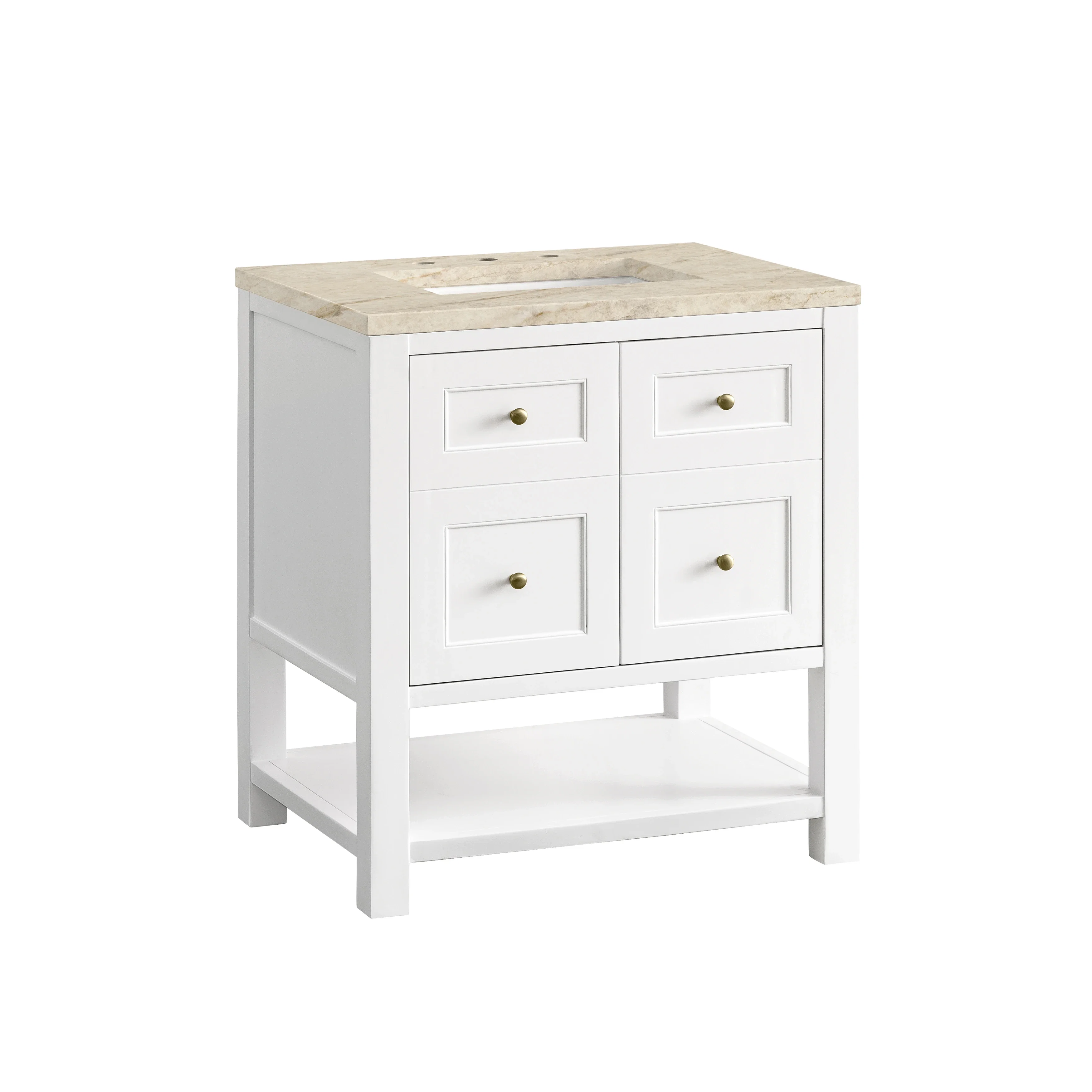 Breckenridge 30" Single Vanity, Bright White, w/ 3 CM Tajnar Eclos Top