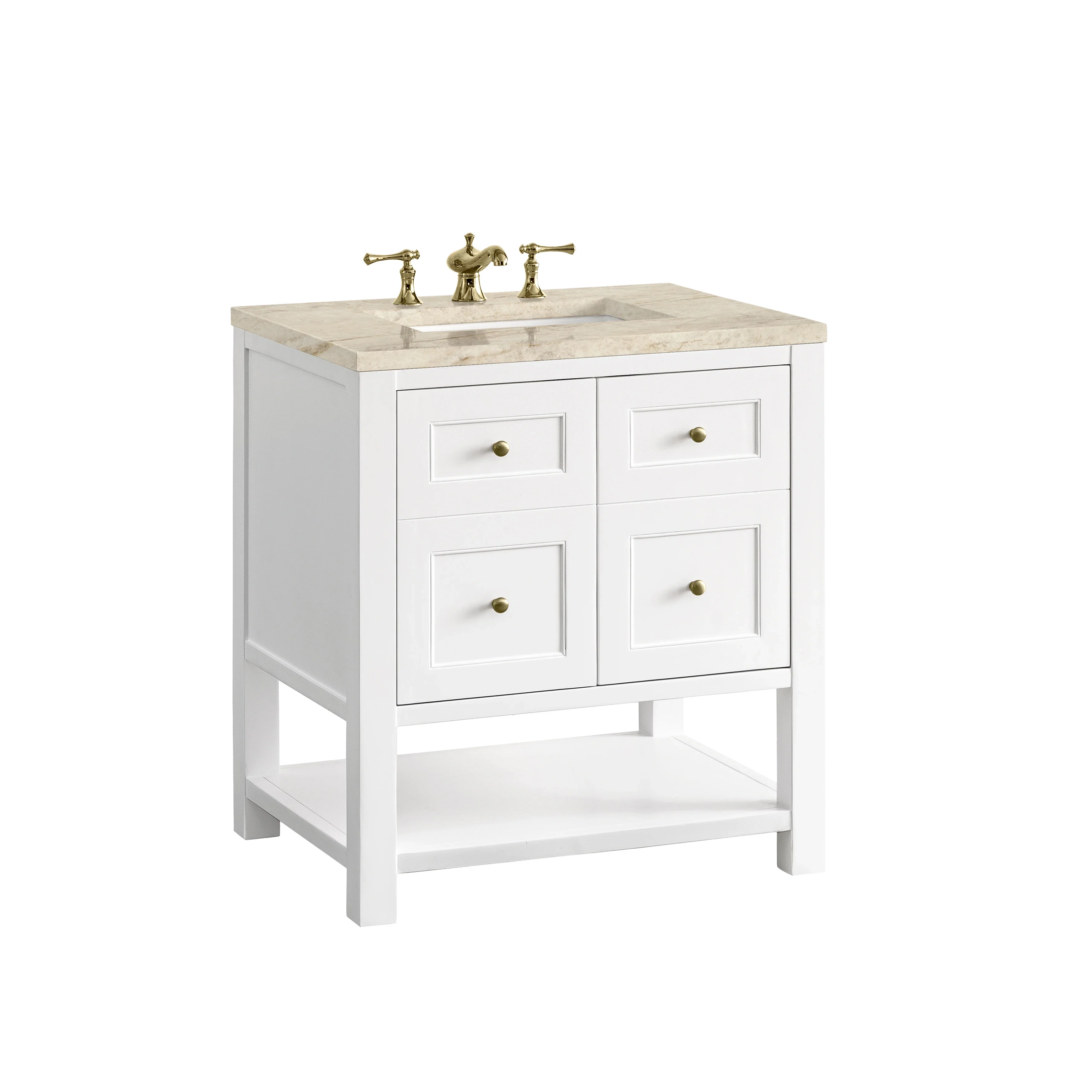Breckenridge 30" Single Vanity, Bright White, w/ 3 CM Tajnar Eclos Top