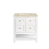 Breckenridge 30" Single Vanity, Bright White, w/ 3 CM Tajnar Eclos Top