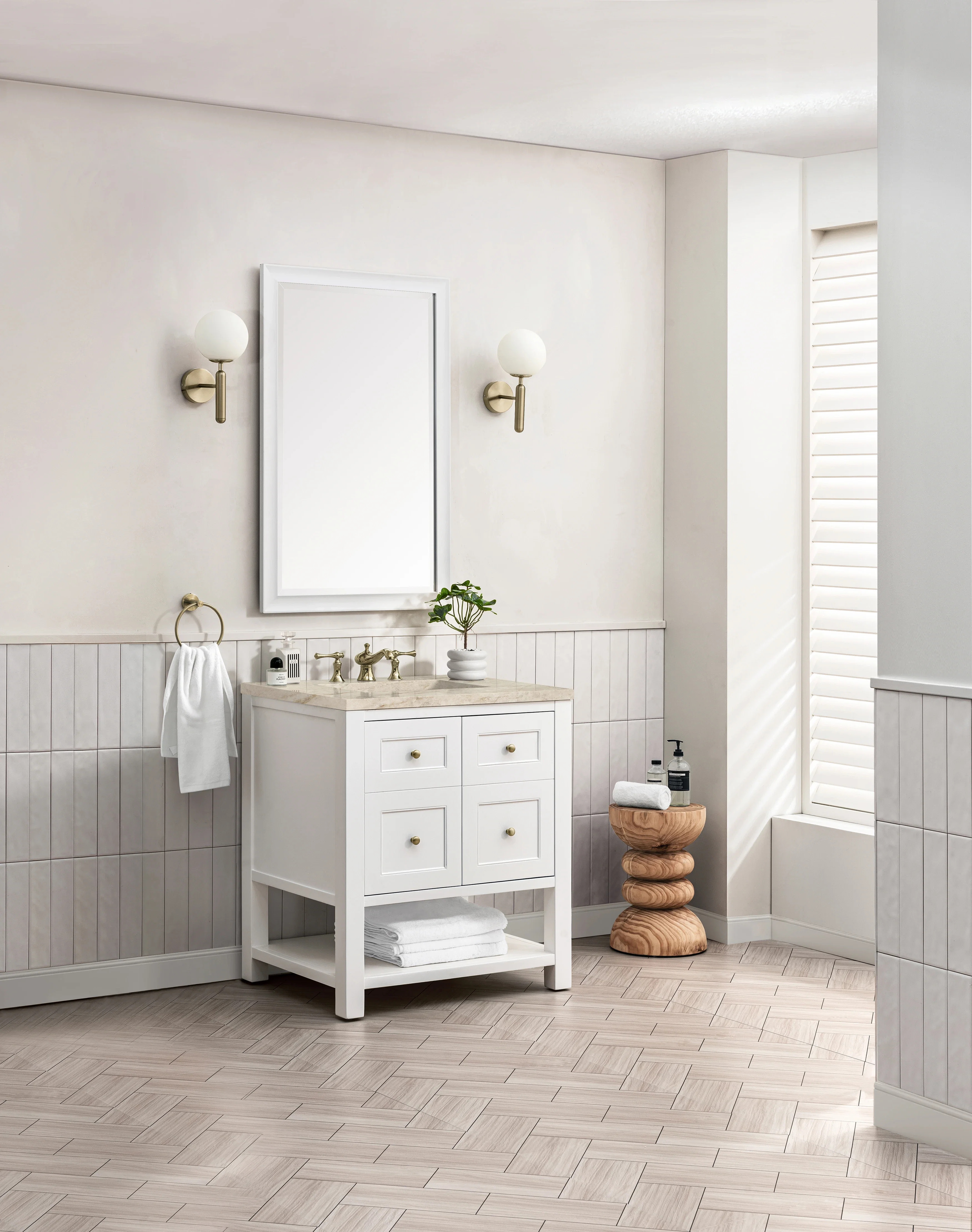 Breckenridge 30" Single Vanity, Bright White, w/ 3 CM Tajnar Eclos Top