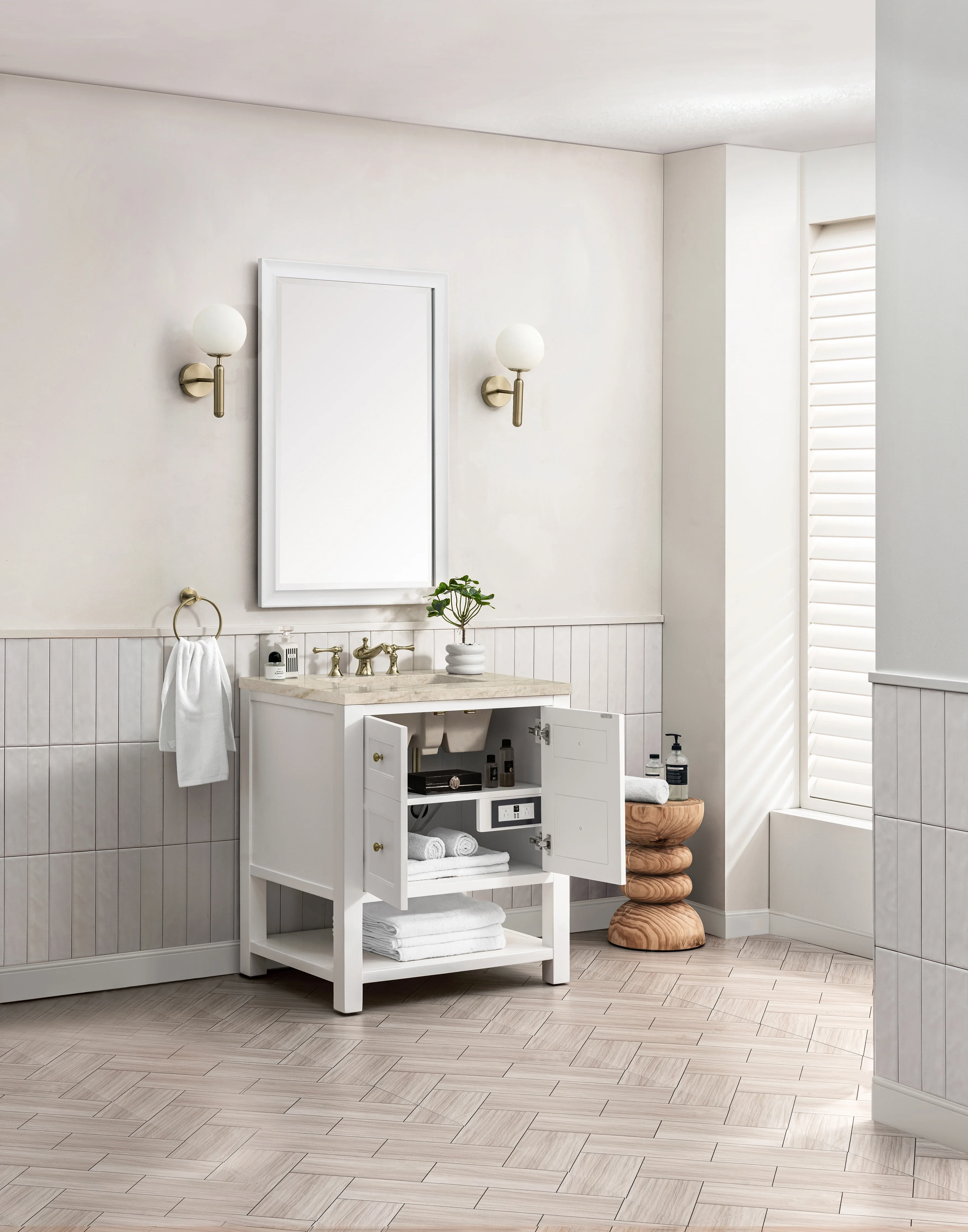 Breckenridge 30" Single Vanity, Bright White, w/ 3 CM Tajnar Eclos Top