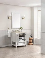 Breckenridge 30" Single Vanity, Bright White, w/ 3 CM Tajnar Eclos Top