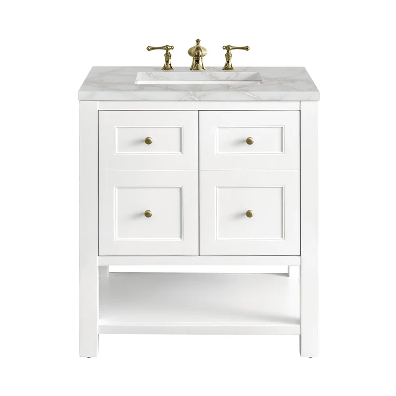 Breckenridge 30" Single Vanity, Bright White w/ 3 CM Victorian Silver Top