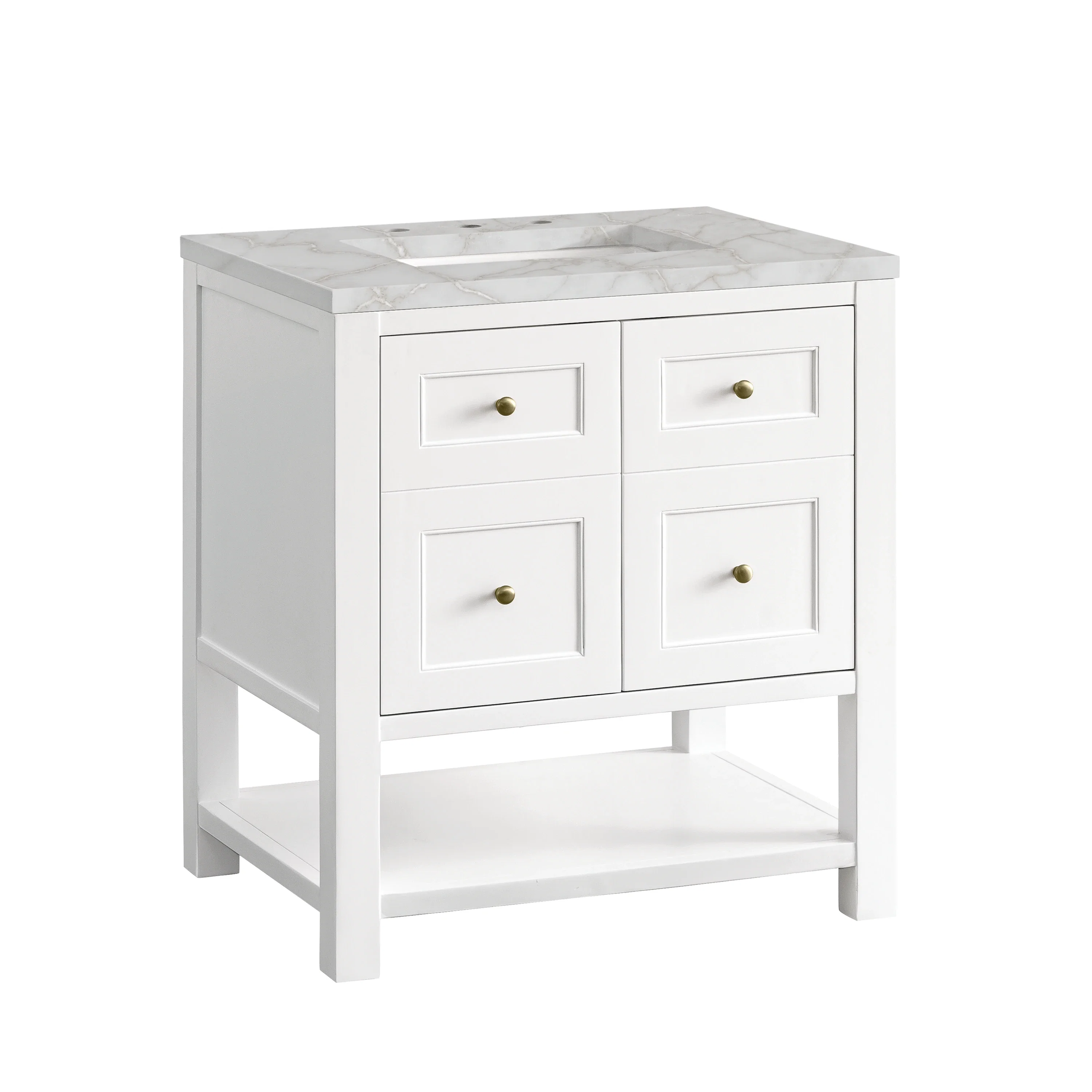 Breckenridge 30" Single Vanity, Bright White w/ 3 CM Victorian Silver Top