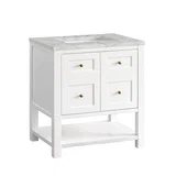 Breckenridge 30" Single Vanity, Bright White w/ 3 CM Victorian Silver Top