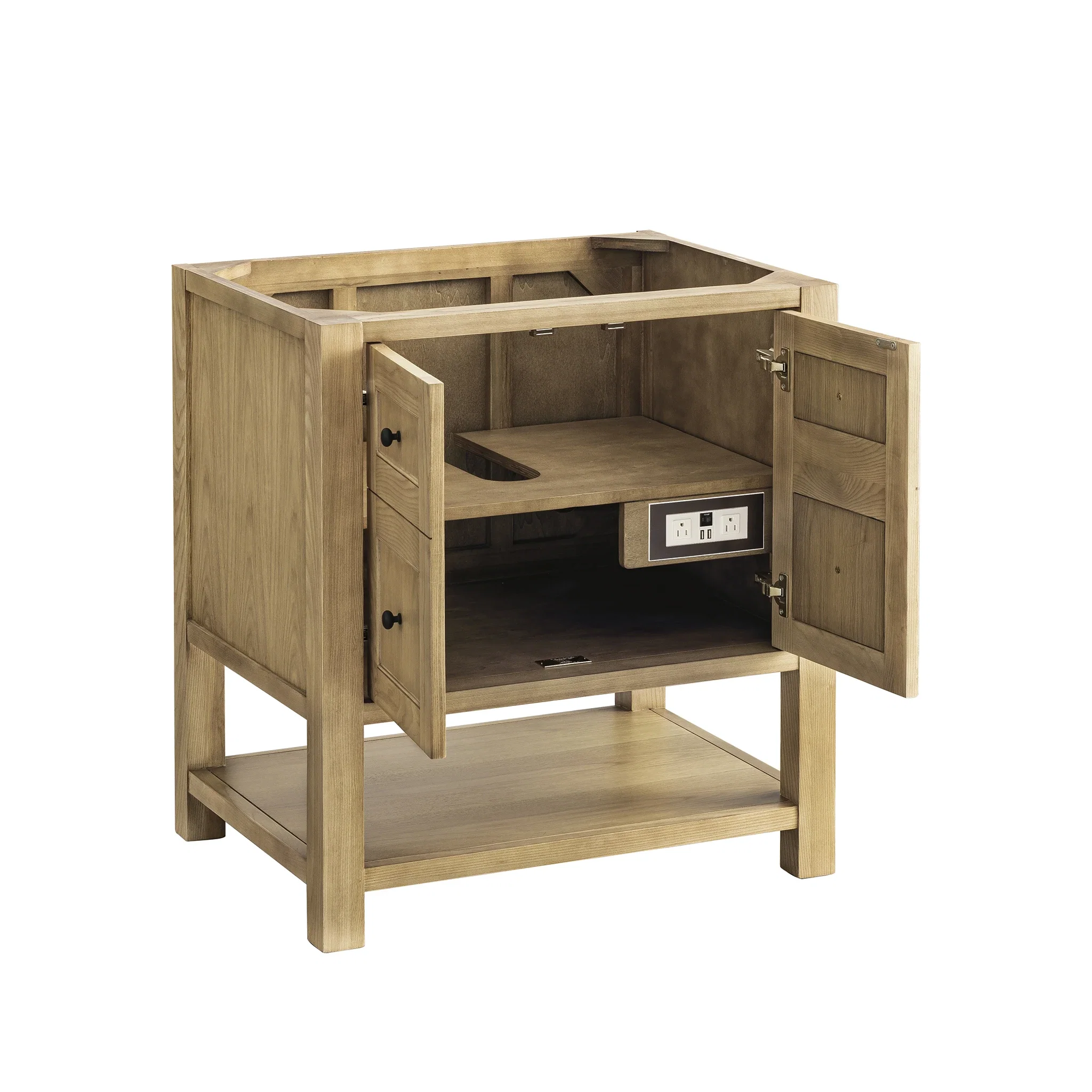 Breckenridge 30" Single Vanity, Light Natural Oak w/ Single Hole 3 CM White Zeus Top & Backsplash
