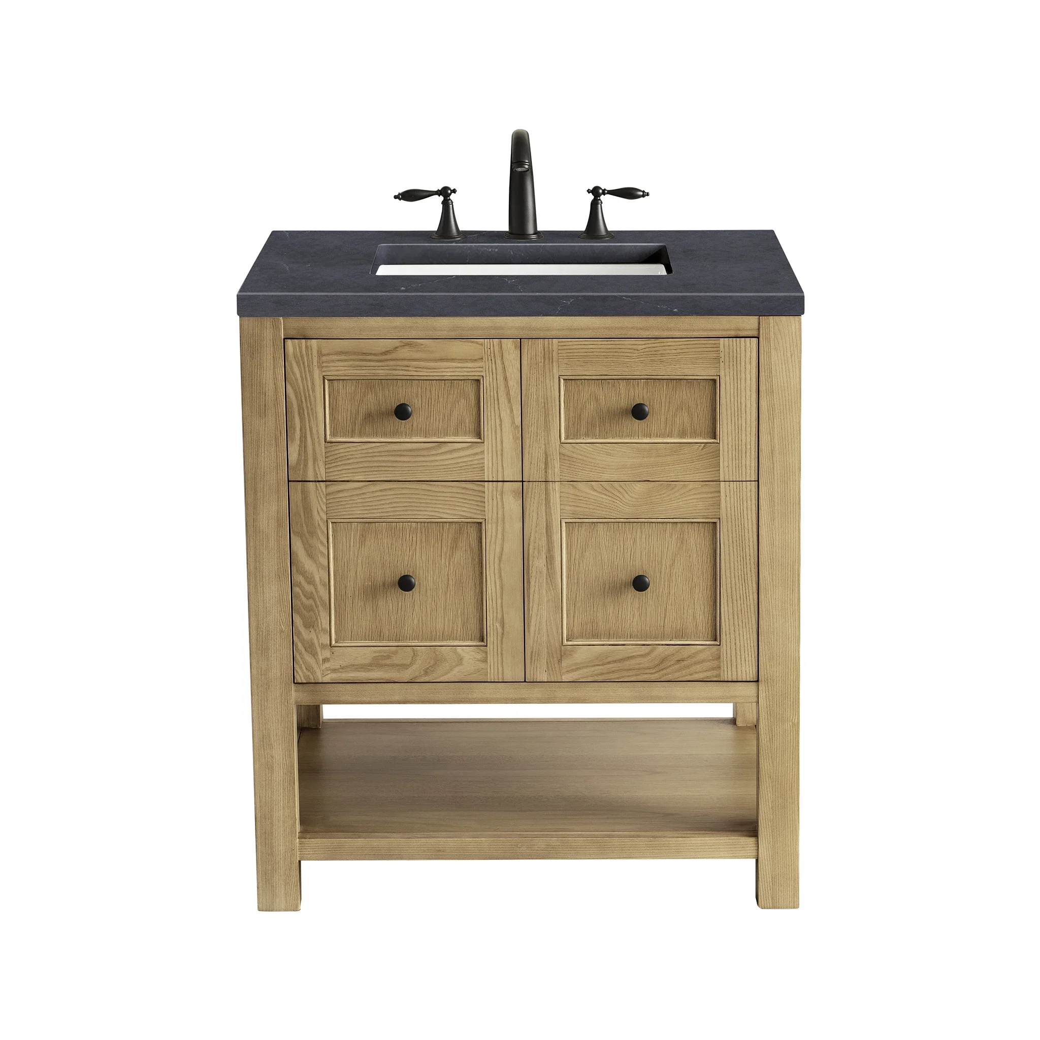 Breckenridge 30" Single Vanity, Light Natural Oak w/ 3 CM Charcoal Soapstone Top