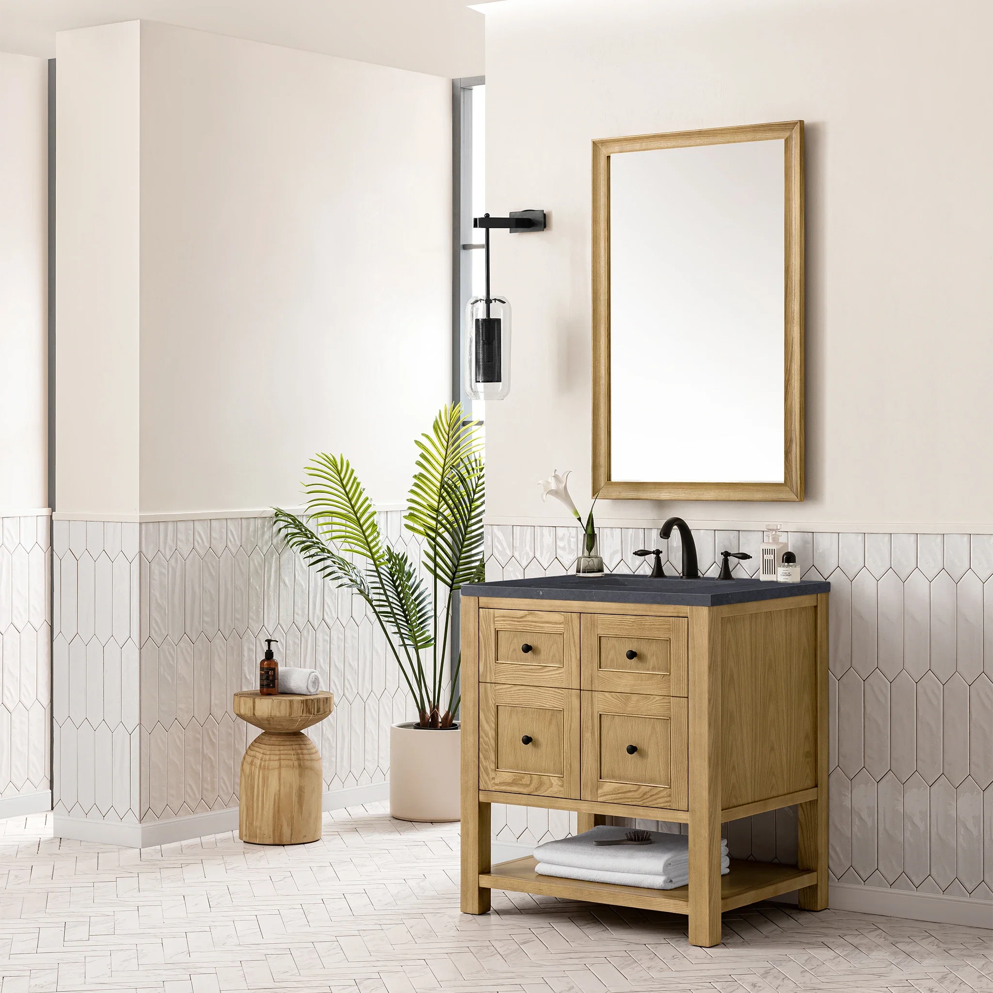 Breckenridge 30" Single Vanity, Light Natural Oak w/ 3 CM Charcoal Soapstone Top
