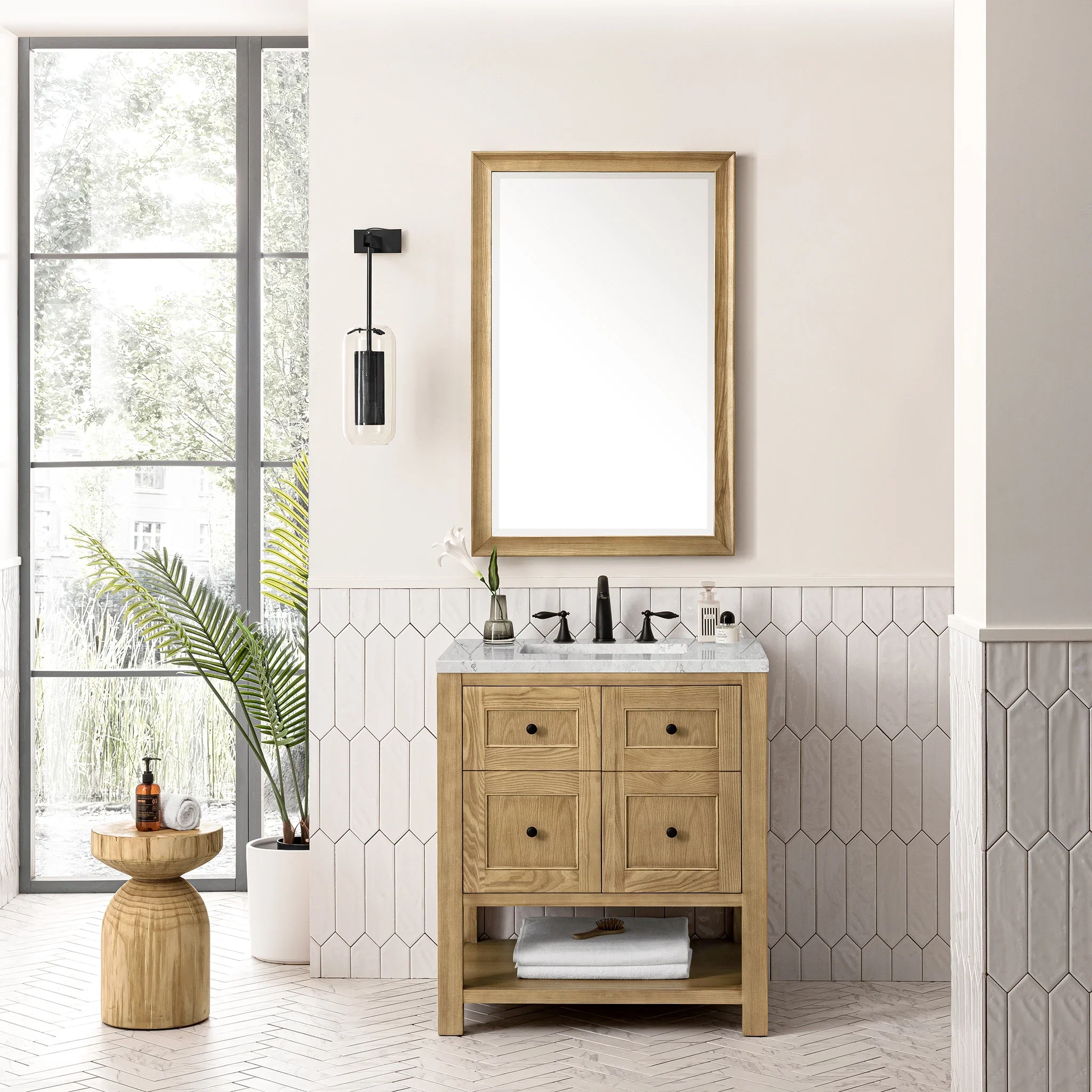 Breckenridge 30" Single Vanity, Light Natural Oak w/ 3 CM Eternal Jasmine Pearl Top