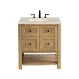 Breckenridge 30" Single Vanity, Light Natural Oak, w/ 3 CM Siberian Silestone Top