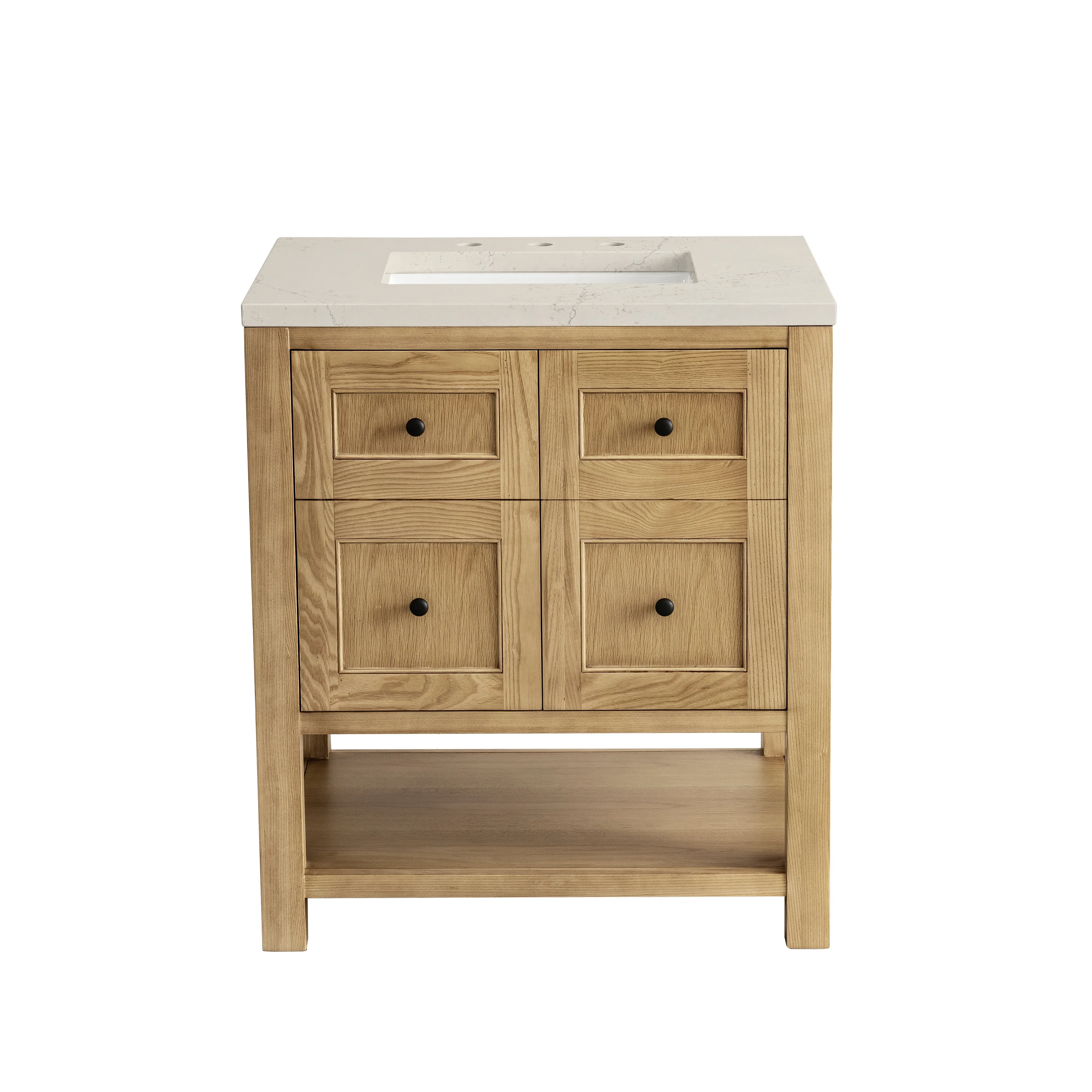 Breckenridge 30" Single Vanity, Light Natural Oak, w/ 3 CM Siberian Silestone Top