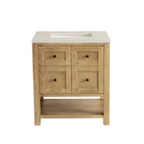 Breckenridge 30" Single Vanity, Light Natural Oak, w/ 3 CM Siberian Silestone Top