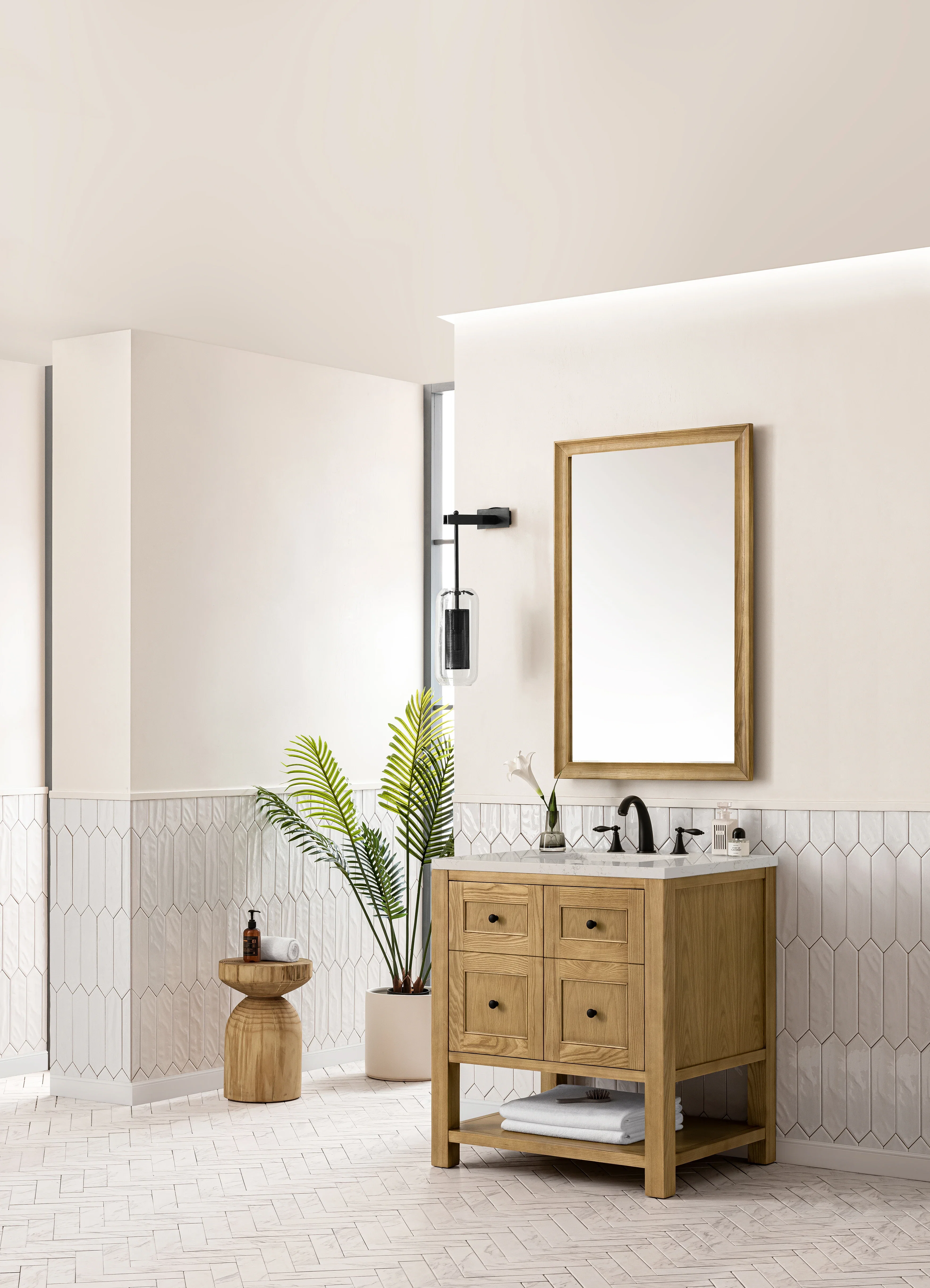 Breckenridge 30" Single Vanity, Light Natural Oak, w/ 3 CM Siberian Silestone Top