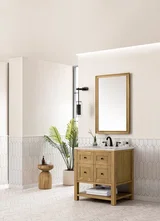Breckenridge 30" Single Vanity, Light Natural Oak, w/ 3 CM Siberian Silestone Top