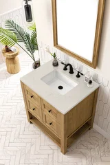 Breckenridge 30" Single Vanity, Light Natural Oak, w/ 3 CM Siberian Silestone Top