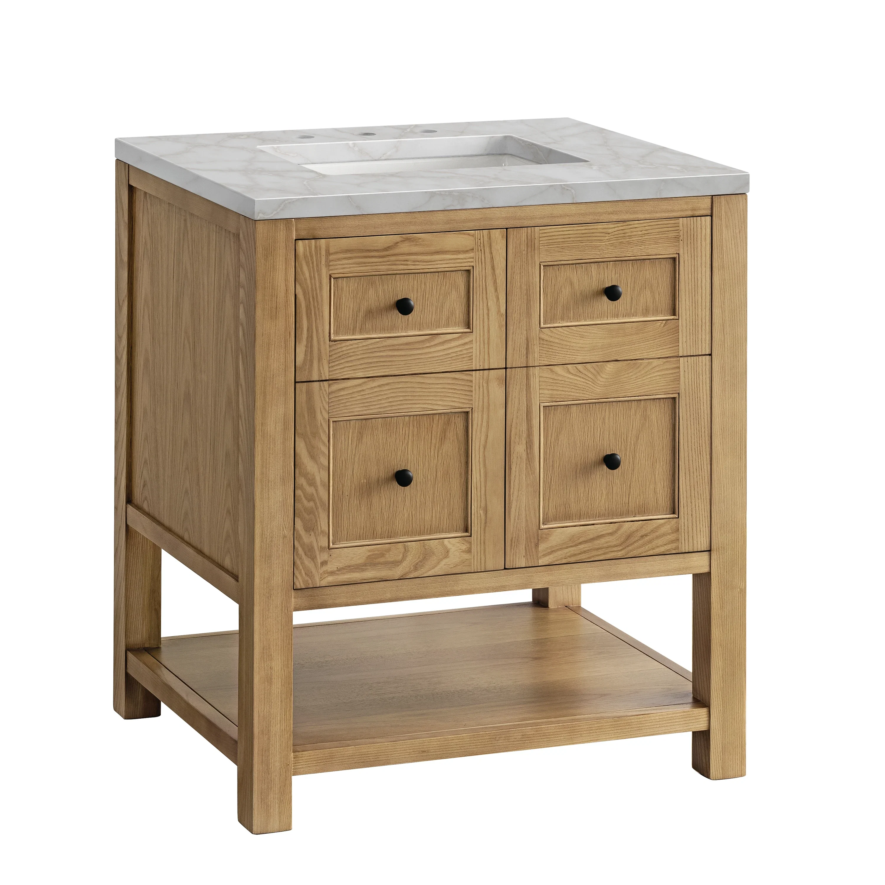 Breckenridge 30" Single Vanity, Light Natural Oak w/ 3 CM Victorian Silver Top