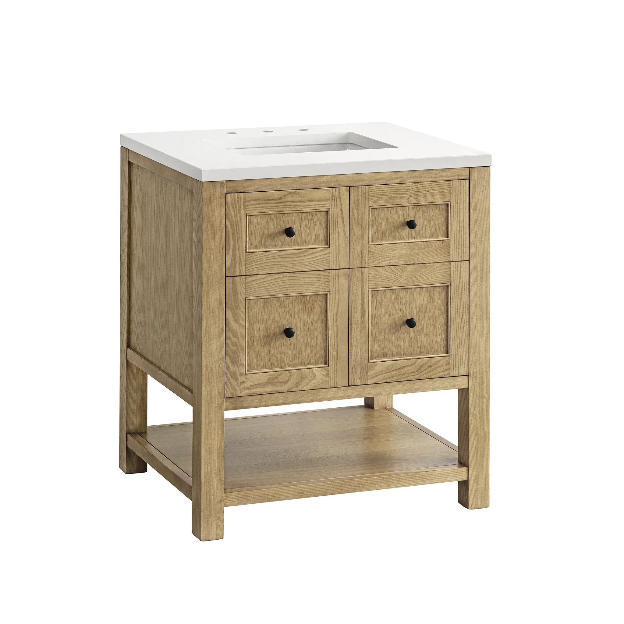 Breckenridge 30" Single Vanity, Light Natural Oak w/ 3 CM White Zeus Top