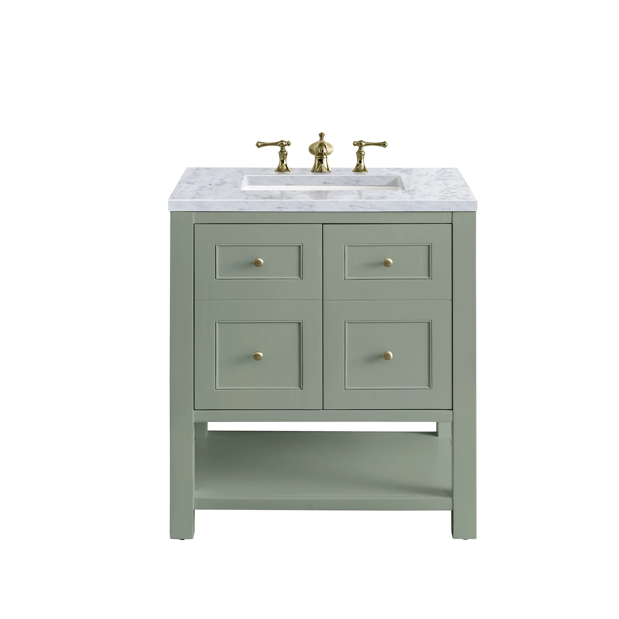Breckenridge 30" Single Vanity, Smokey Celadon w/ 3 CM Carrara Marble Top
