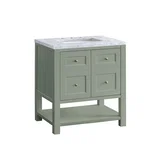 Breckenridge 30" Single Vanity, Smokey Celadon w/ 3 CM Carrara Marble Top
