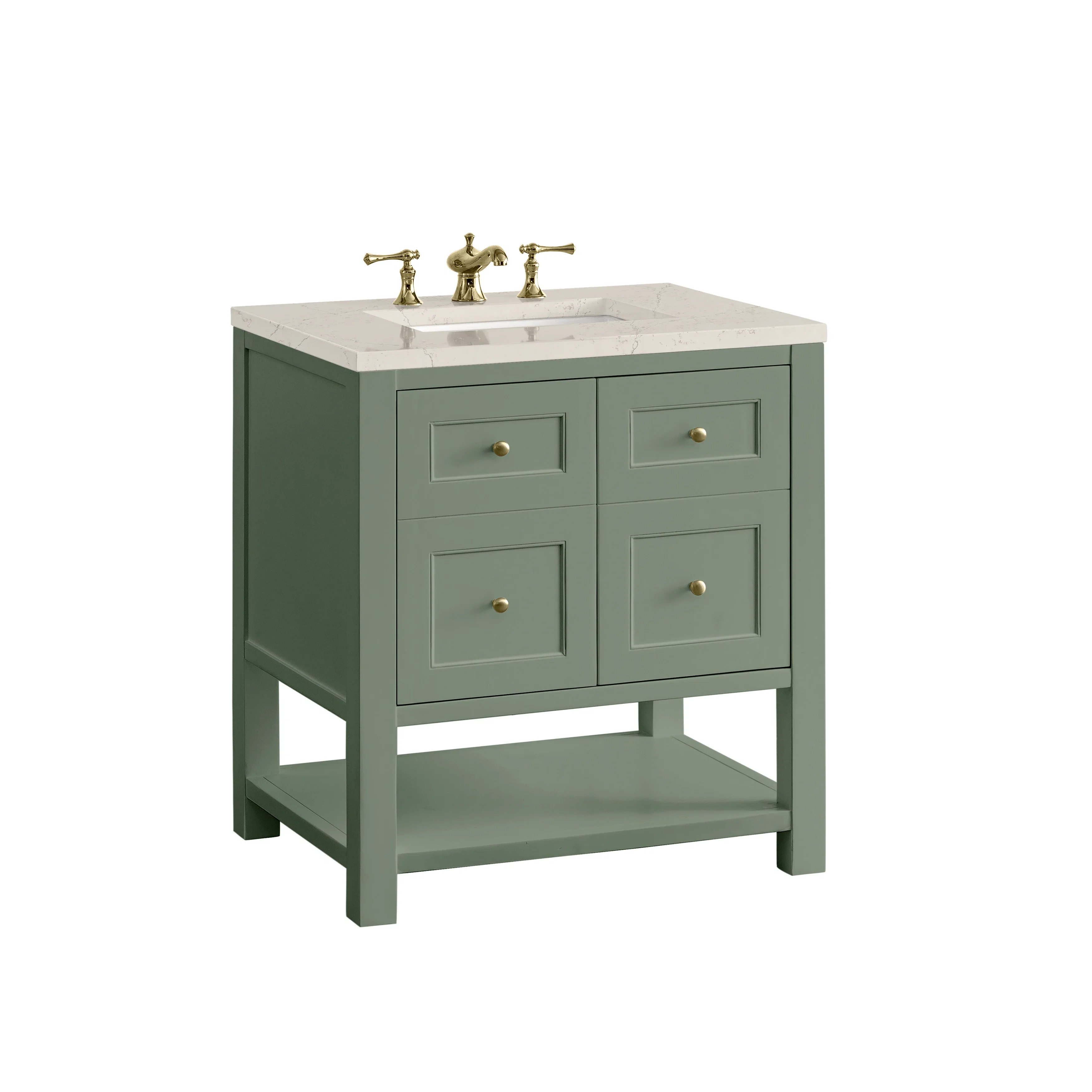 Breckenridge 30" Single Vanity, Smokey Celadon, w/ 3 CM Siberian Silestone Top