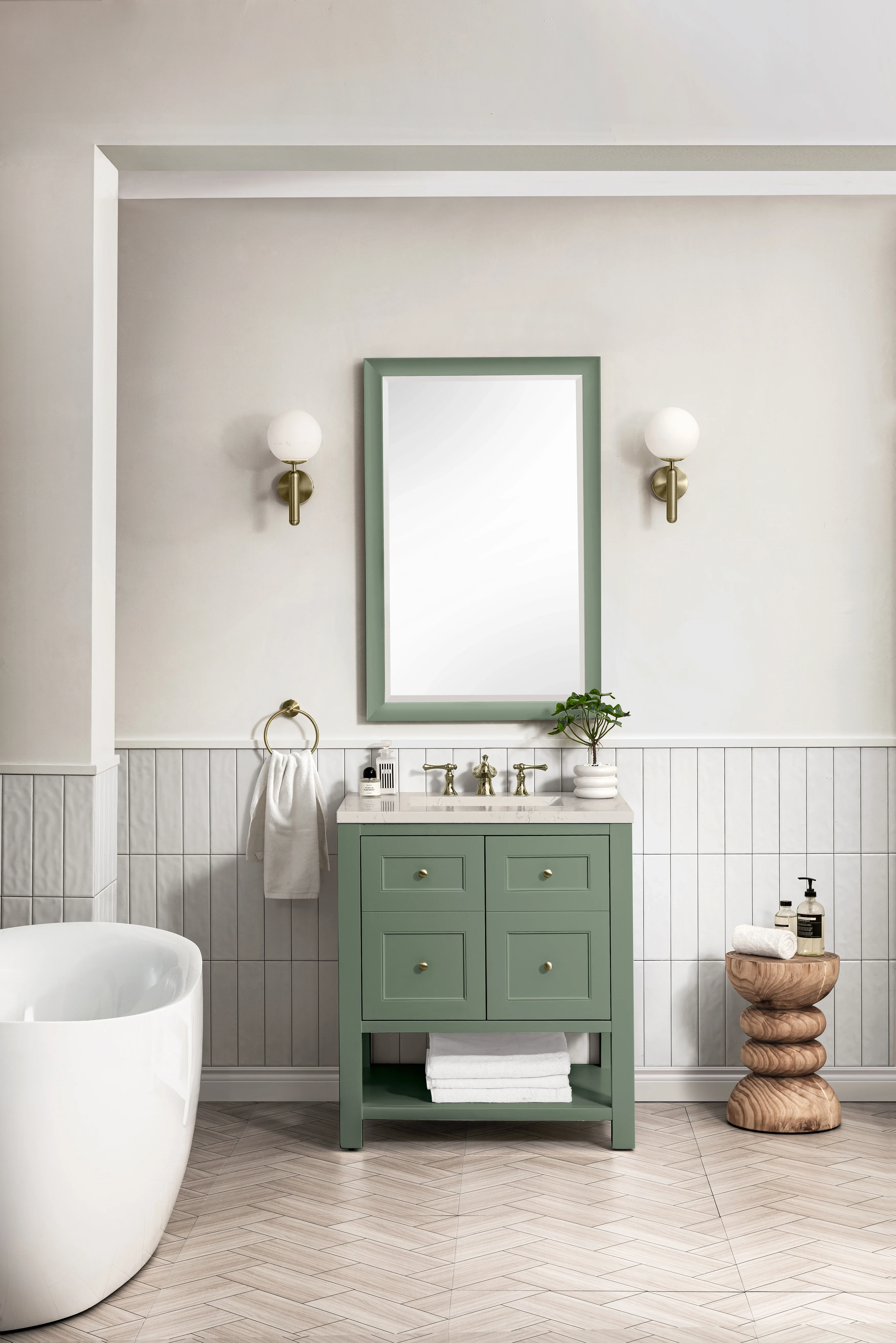 Breckenridge 30" Single Vanity, Smokey Celadon, w/ 3 CM Siberian Silestone Top
