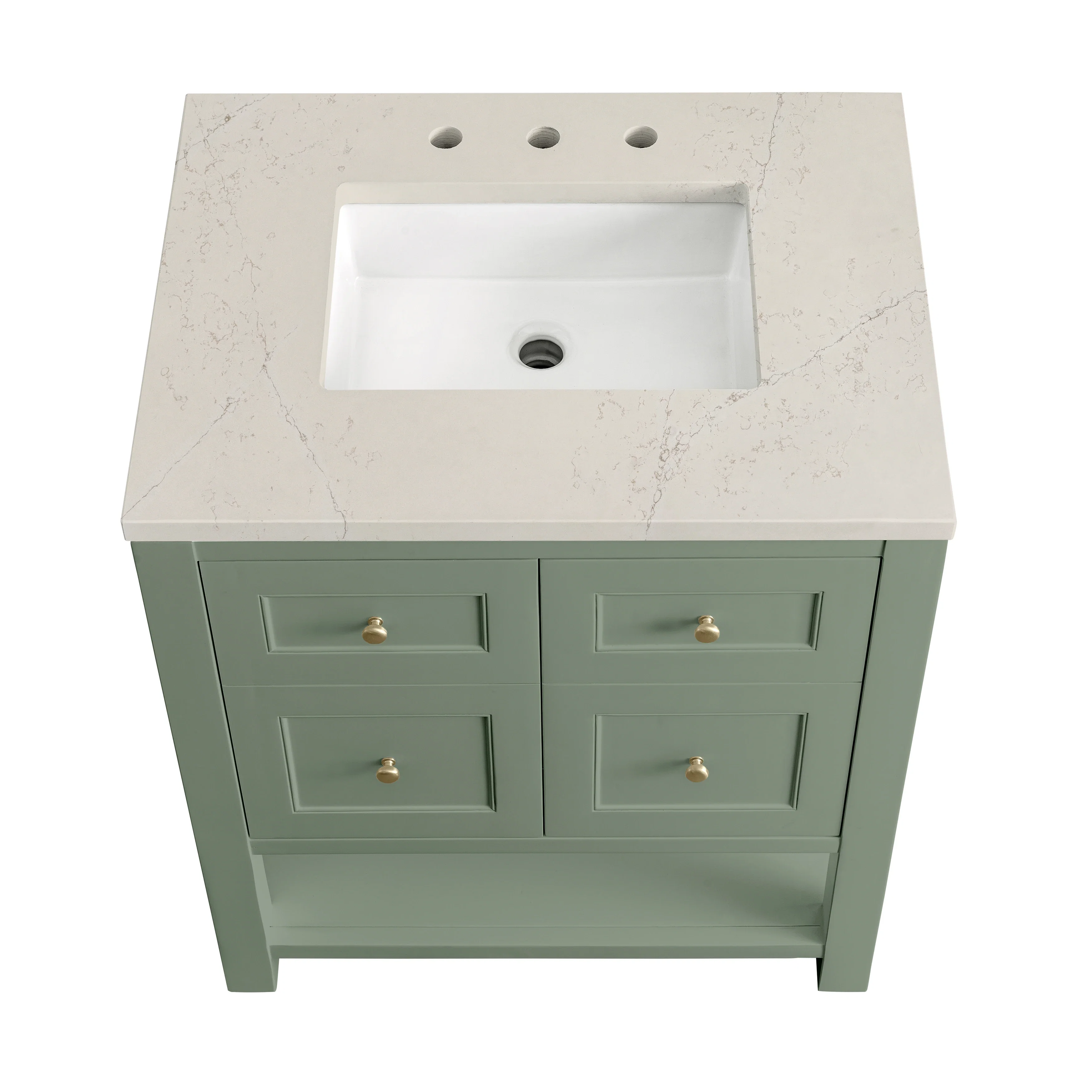 Breckenridge 30" Single Vanity, Smokey Celadon, w/ 3 CM Siberian Silestone Top
