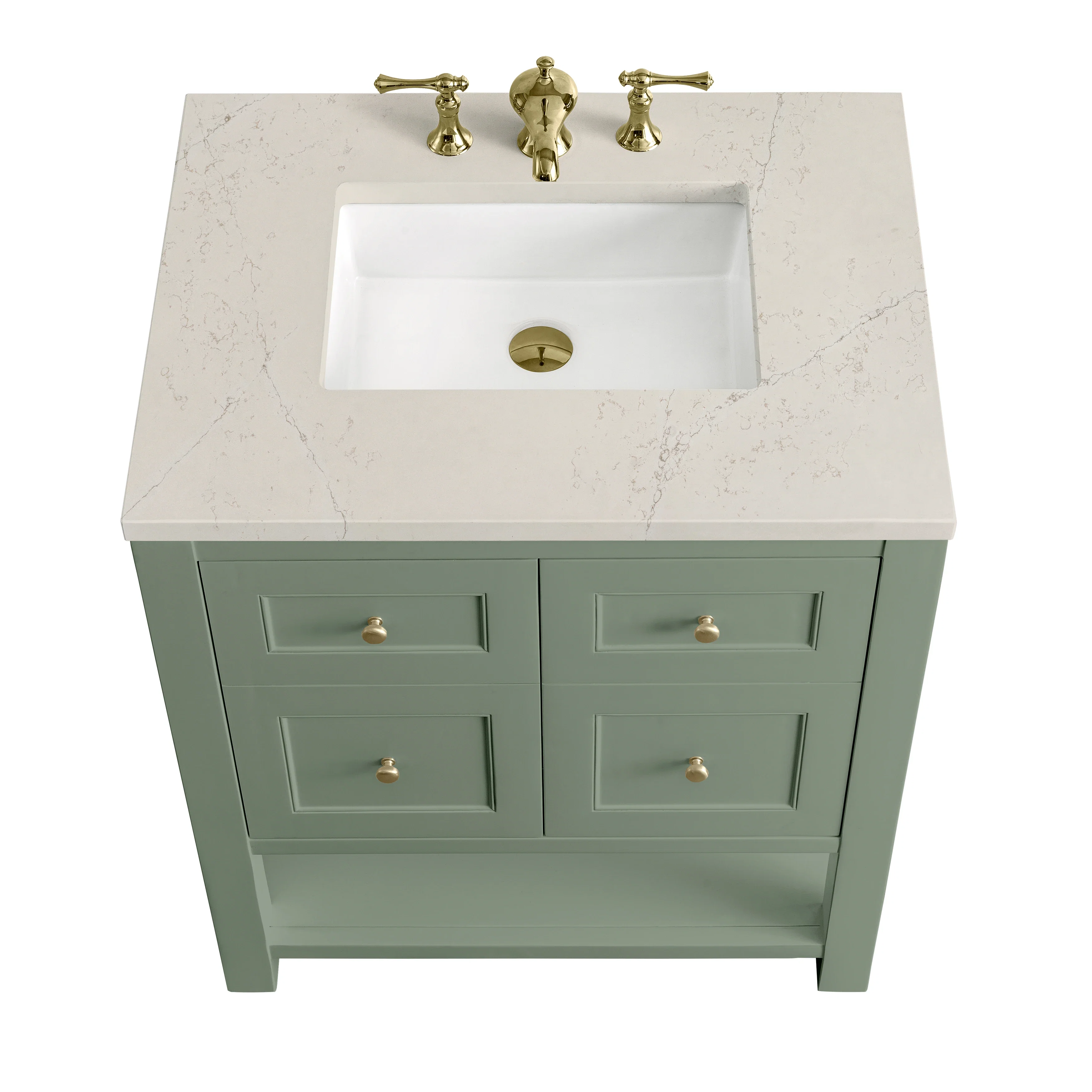 Breckenridge 30" Single Vanity, Smokey Celadon, w/ 3 CM Siberian Silestone Top