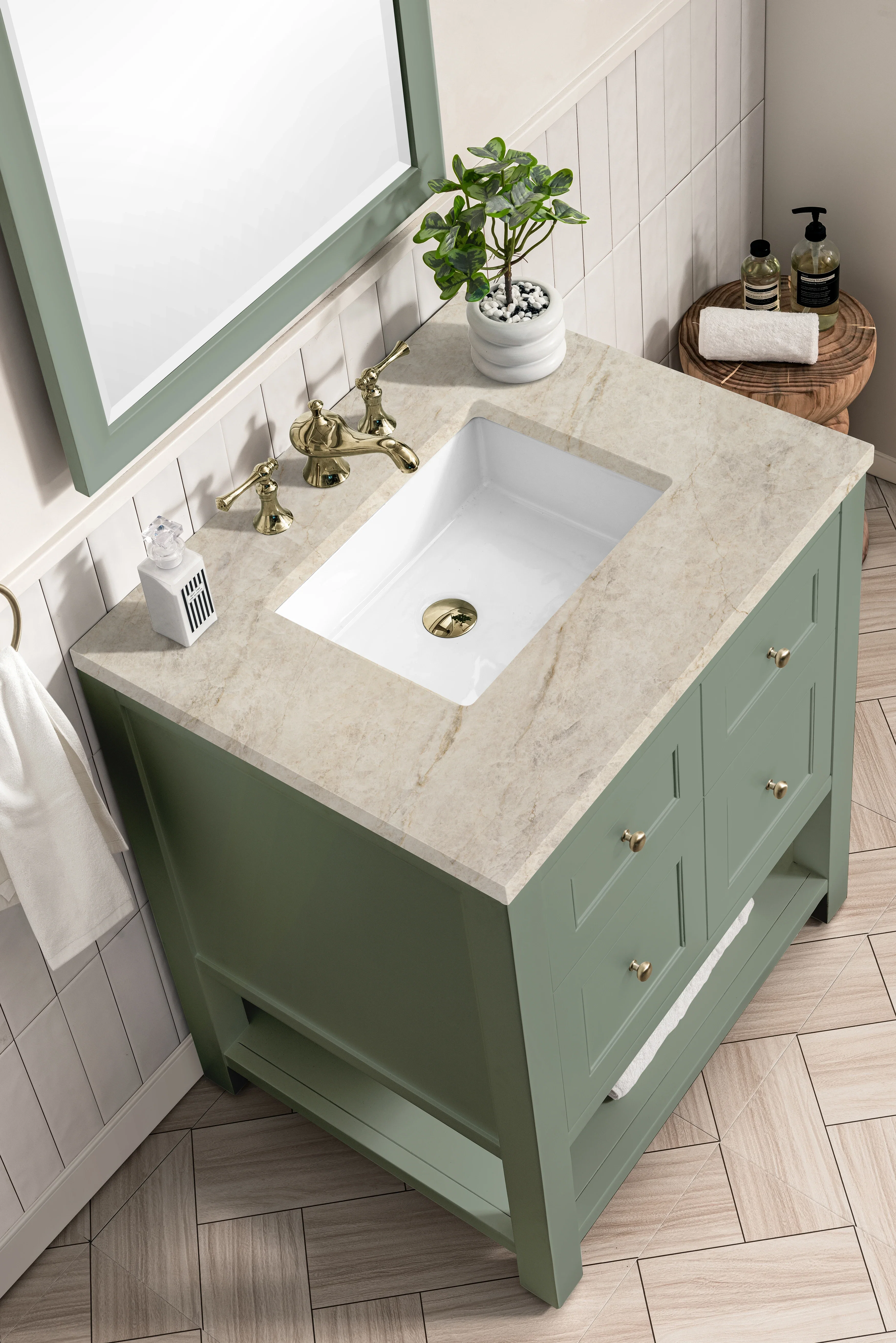 Breckenridge 30" Single Vanity, Smokey Celadon, w/ 3 CM Tajnar Eclos Top