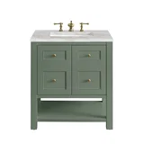 Breckenridge 30" Single Vanity, Smokey Celadon w/ 3 CM Victorian Silver Top