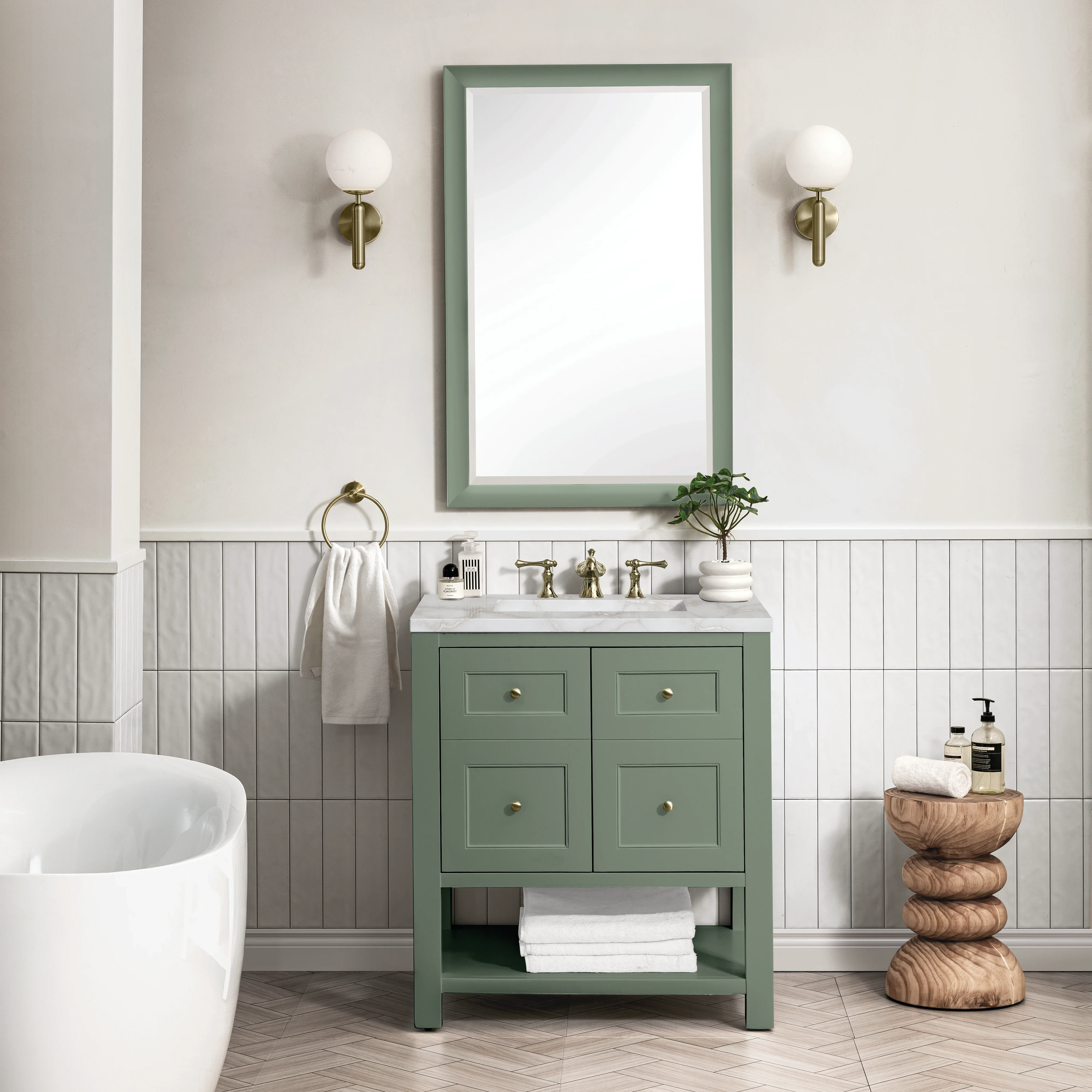 Breckenridge 30" Single Vanity, Smokey Celadon w/ 3 CM Victorian Silver Top
